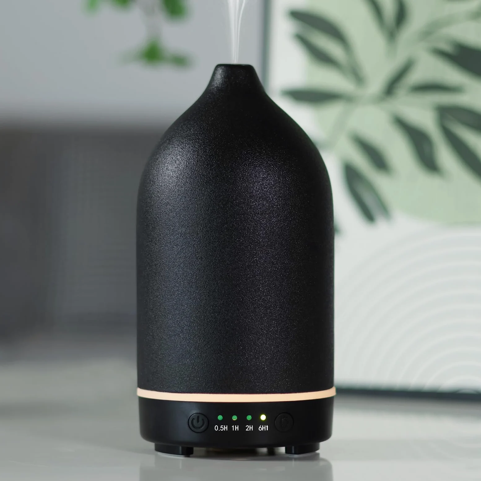 Diffusore di oli essenziali in ceramica, diffusore per aromaterapia da 150 ml, per oli essenziali, con timer e luce LED a 7 colori, diffusore di aromi ad ultrasuoni, con spegnimento automatico