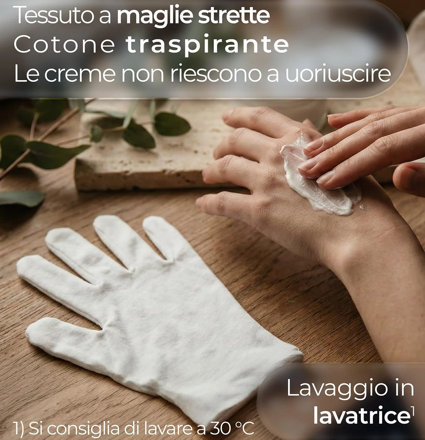 Guanti in cotone idratanti Pacco da 3 Paia Dermatest eccellent compatibilità cutanea certificata