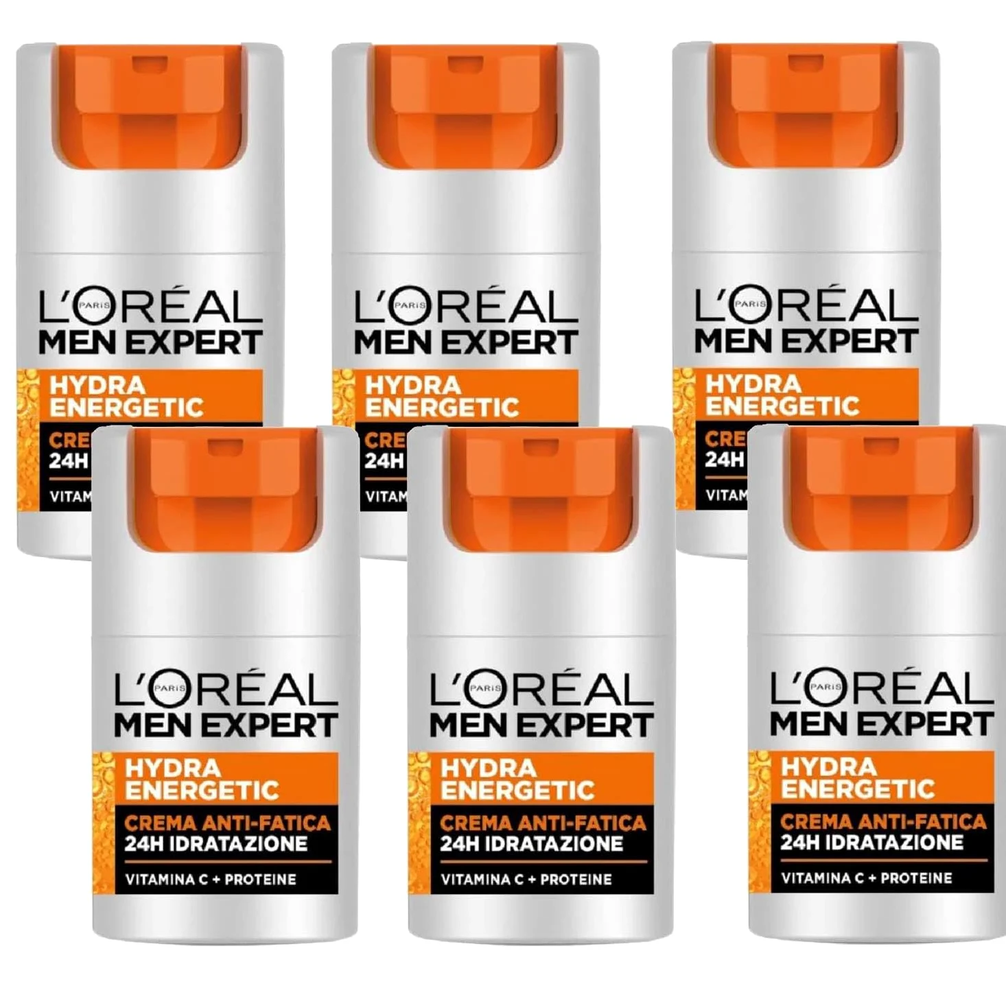 L'Oréal Men Expert L'Oreal Men Expert Hydra Energy 24H Anti Stanchezza, Idratante per uomo con vitamina C (6 x 50 ml)