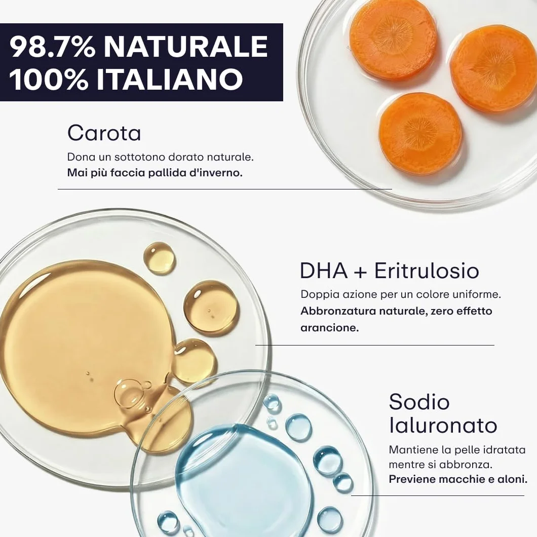 SERLINO LAB Gocce Autoabbronzanti 30 ml, siero abbronzante, Abbronzatura naturale senza sole con DHA + Eritrulosio, Aloe Vera e Acido Ialuronico, Durata 3‑4 giorni, Made in Italy