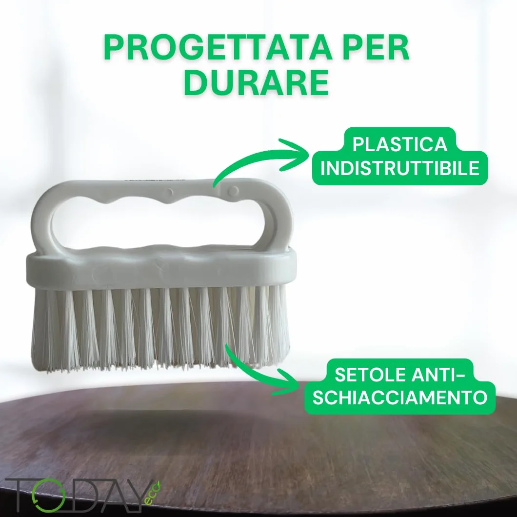 Spazzola Unghie Professionale Made in Italy con Manico Ergonomico Setole Resistenti per Manicure e Pedicure