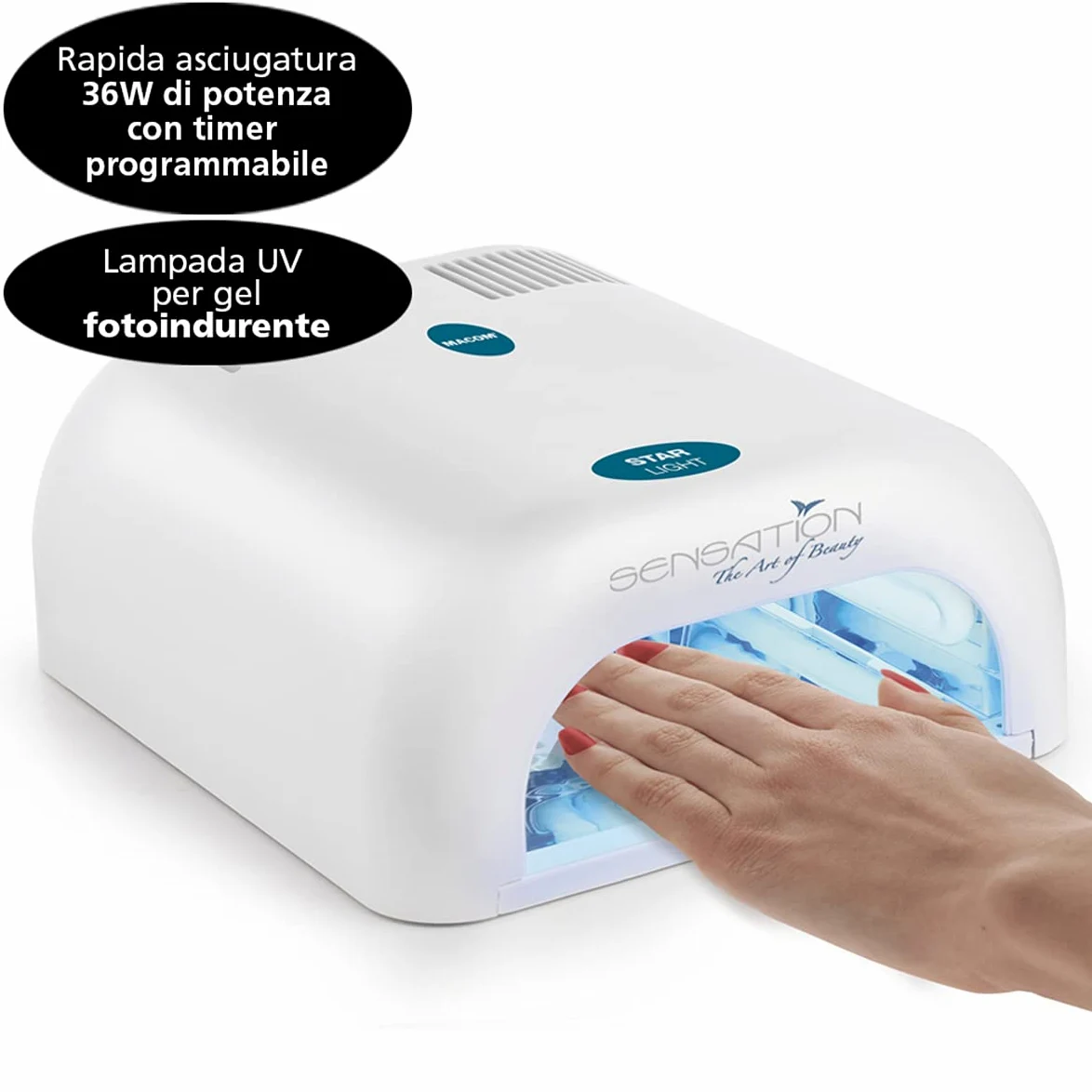 MACOM Sensation 209 Star Light Lampada UV Fotoindurente per Gel Unghie, Bianco