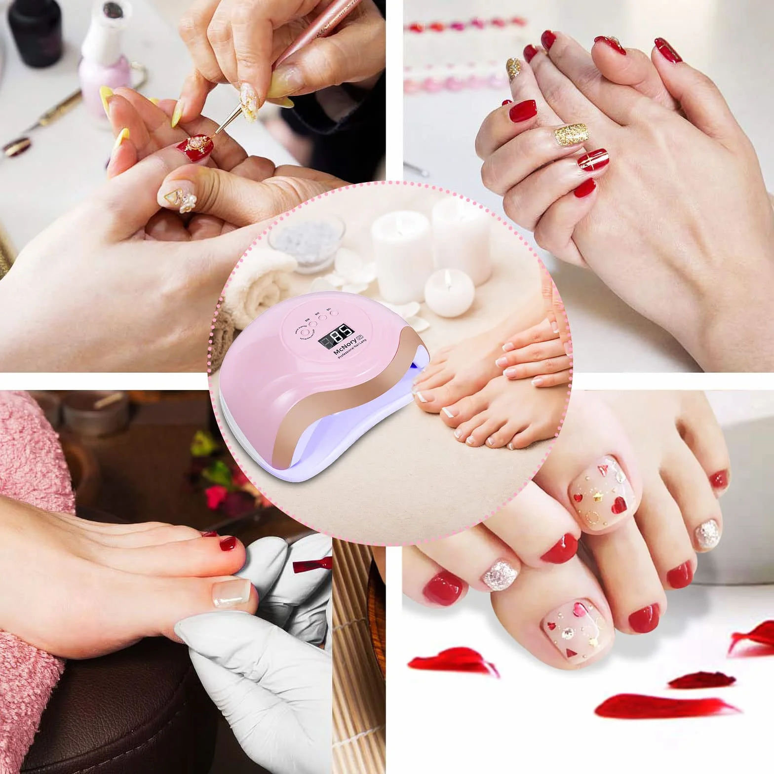 Lampada Unghie LED UV Professionale,168W Fornetto Unghie Può Curare Rapidamente,Sensore Di Avvio Automatico,Timers da 10s/30s/60s/90s,LCD Display Lampada per unghie per Gel Nail Polish Light