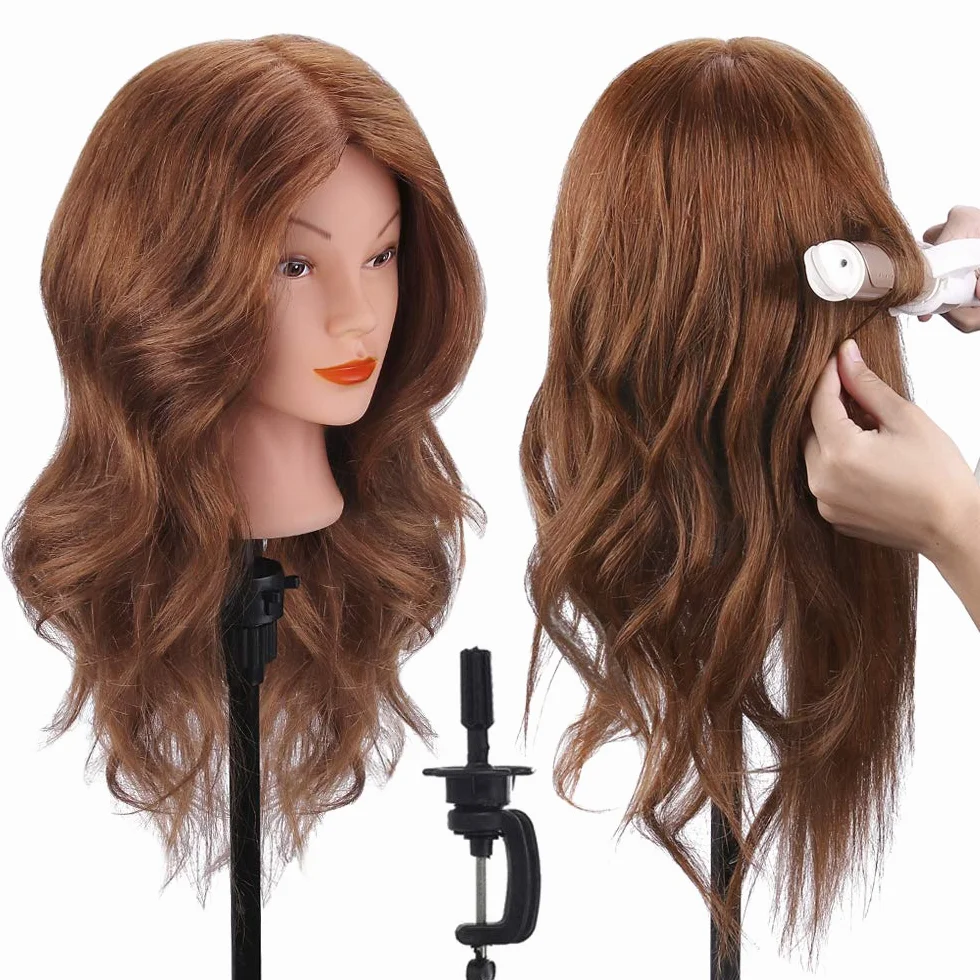 TopDirect 18" Testina Parrucchiere Manichino Cosmetologia Formazione Pratica Capelli con Morsetto