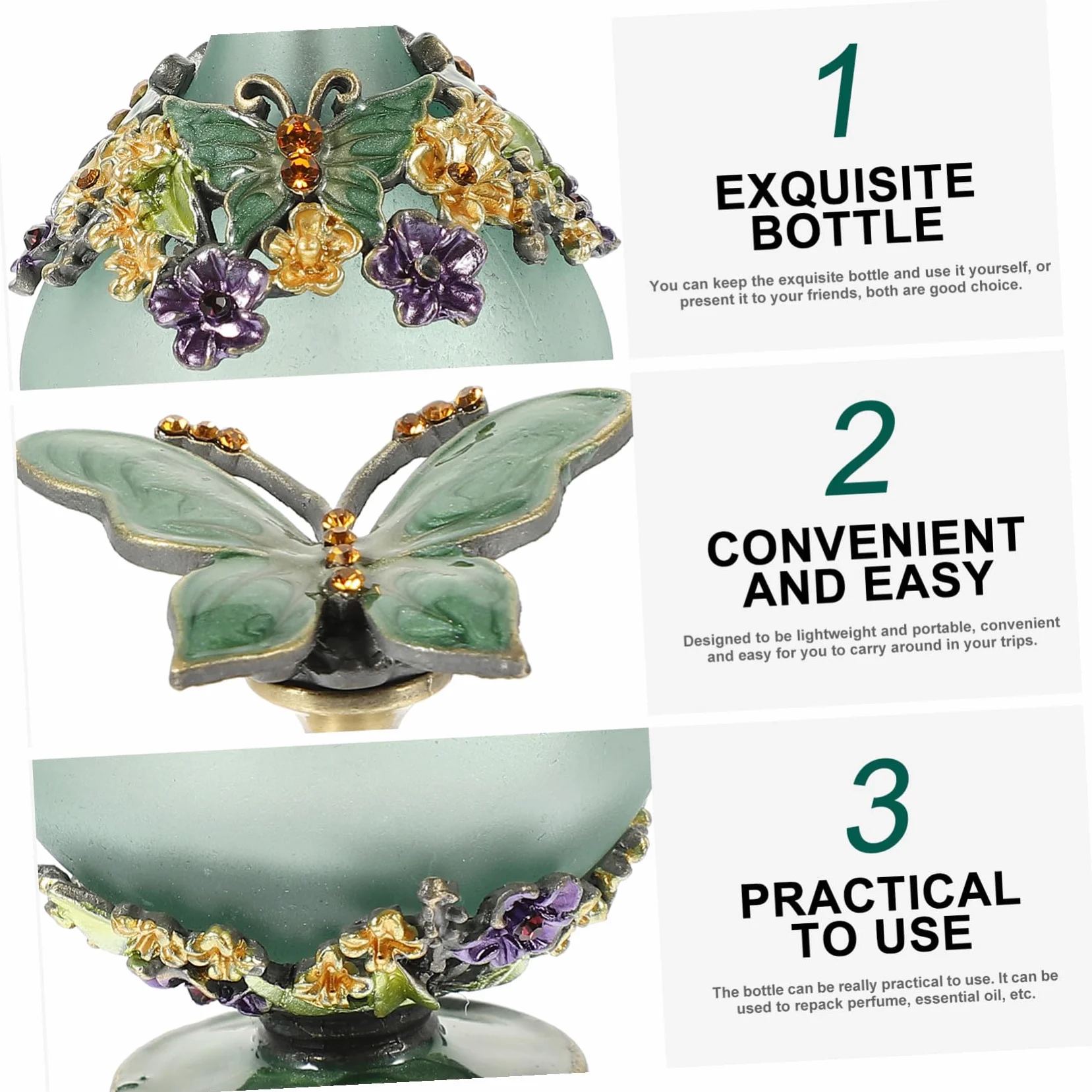 Flacone Profumo Vuoto da Viaggio 23ml in Vetro Verde | Ricarica Profumo, Chiusura Ermetica, Uso Facile e Formato Portatile per Spostamenti