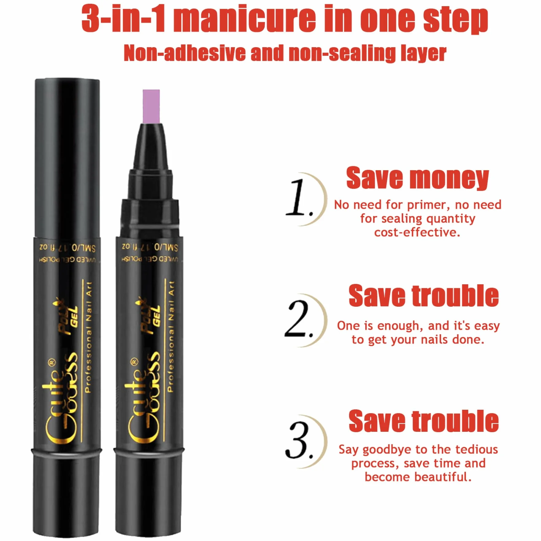 Penna per smalto per unghie, 6 pezzi/set Penna per smalto per unghie, 6 colori 8 ml Set 3 in 1, Penne artistiche per LED UV in un solo passaggio fai-da-te per donne e ragazze, Stile 2 per l'us