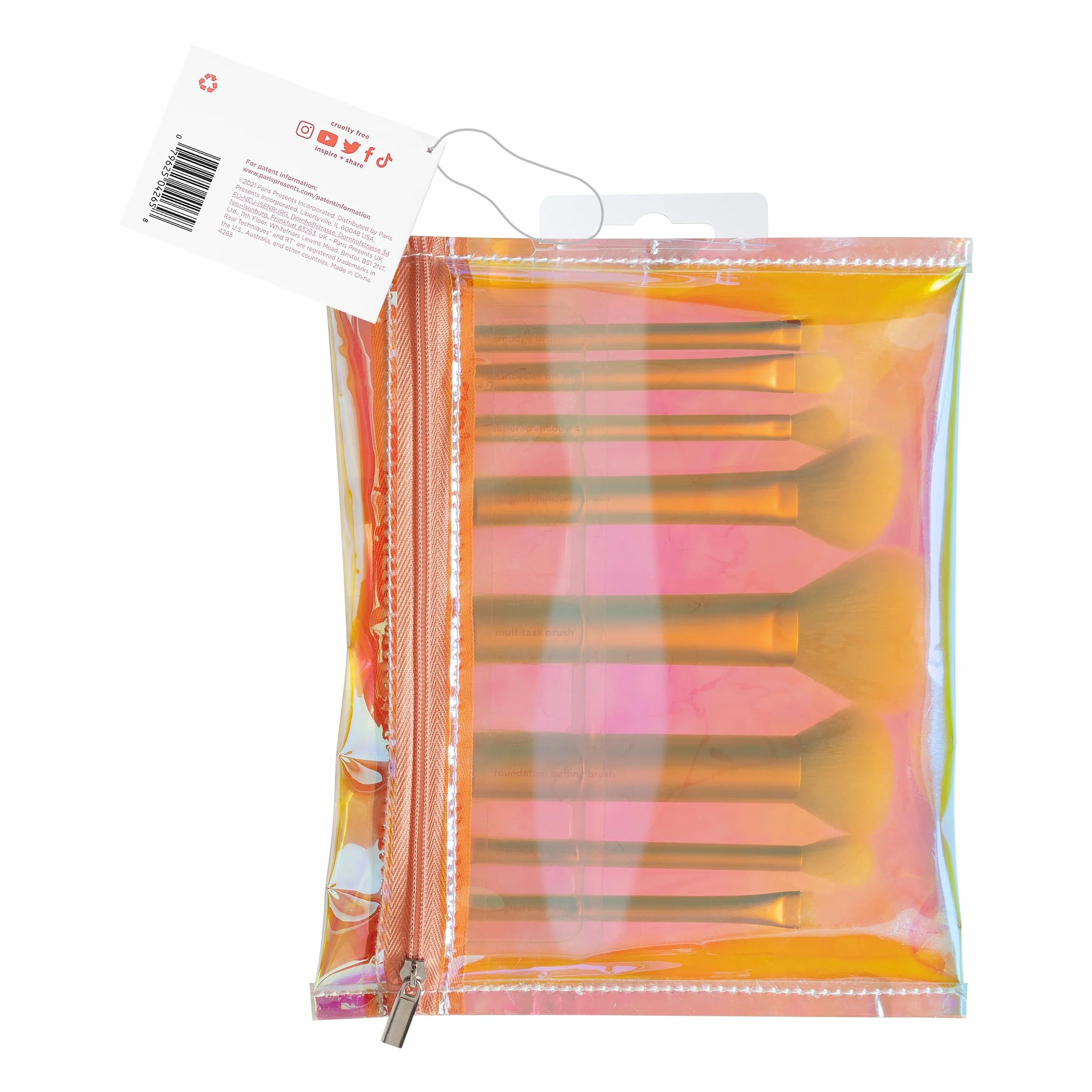 Real Techniques The Wanderer - Set di pennelli professionali e di alta qualità, setole morbide, per fondotinta, polveri e correttori, set da 9 pezzi