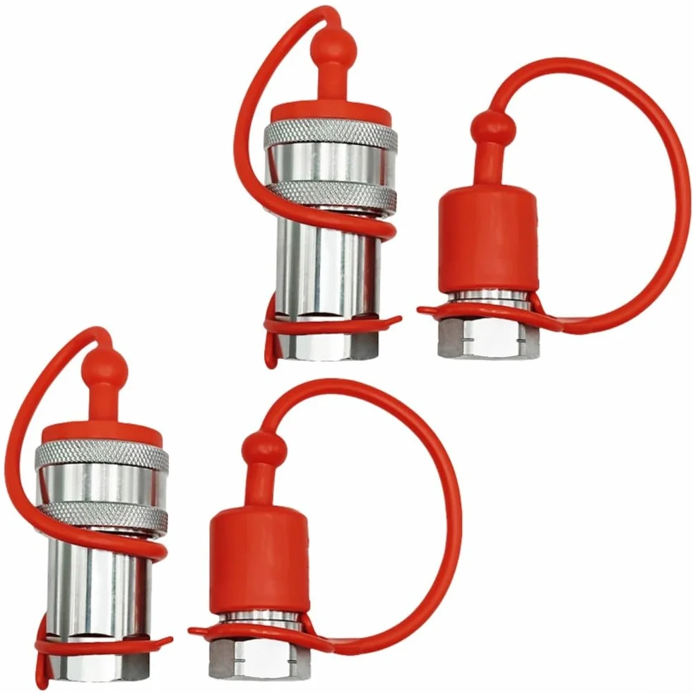 Accoppiatori idraulici a connessione rapida in acciaio al carbonio ISO5675 Set di accoppiamento per trattore Adattatore raccordi NPT Valvola a fungo 4000 PSI a prova di perdite Disconnessione rapida