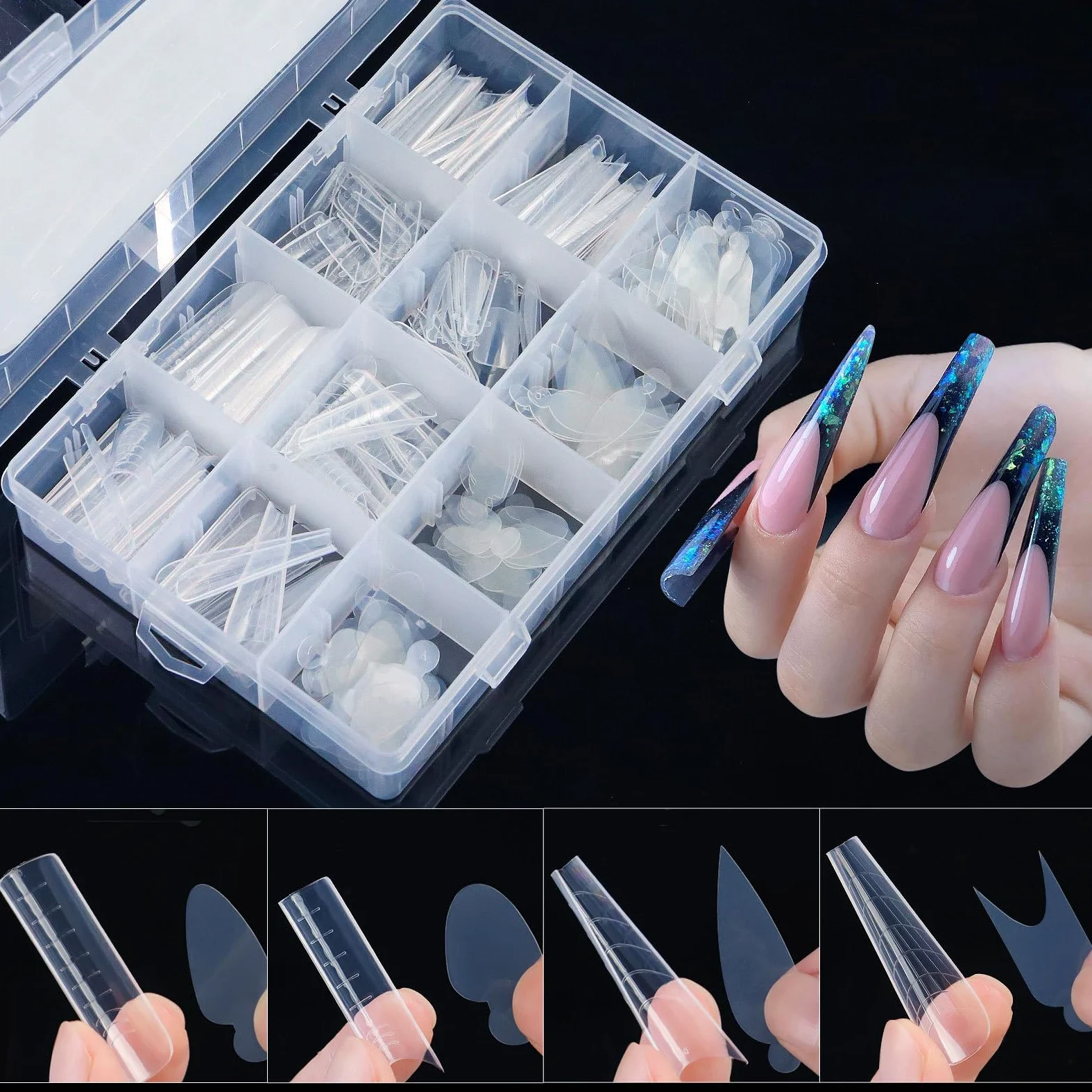 Duals Forms Set per Extension Gel Form French Line Sticker Acrilico Stampo Manicure Strumento