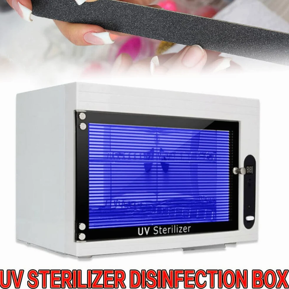 Armadio disinfettante UV, sterilizzatore a LED, 10 l, sterilizzatore per scaldasciugamani, strumenti per manicure, salone e asciugamani, 6 W, con timer, bianco
