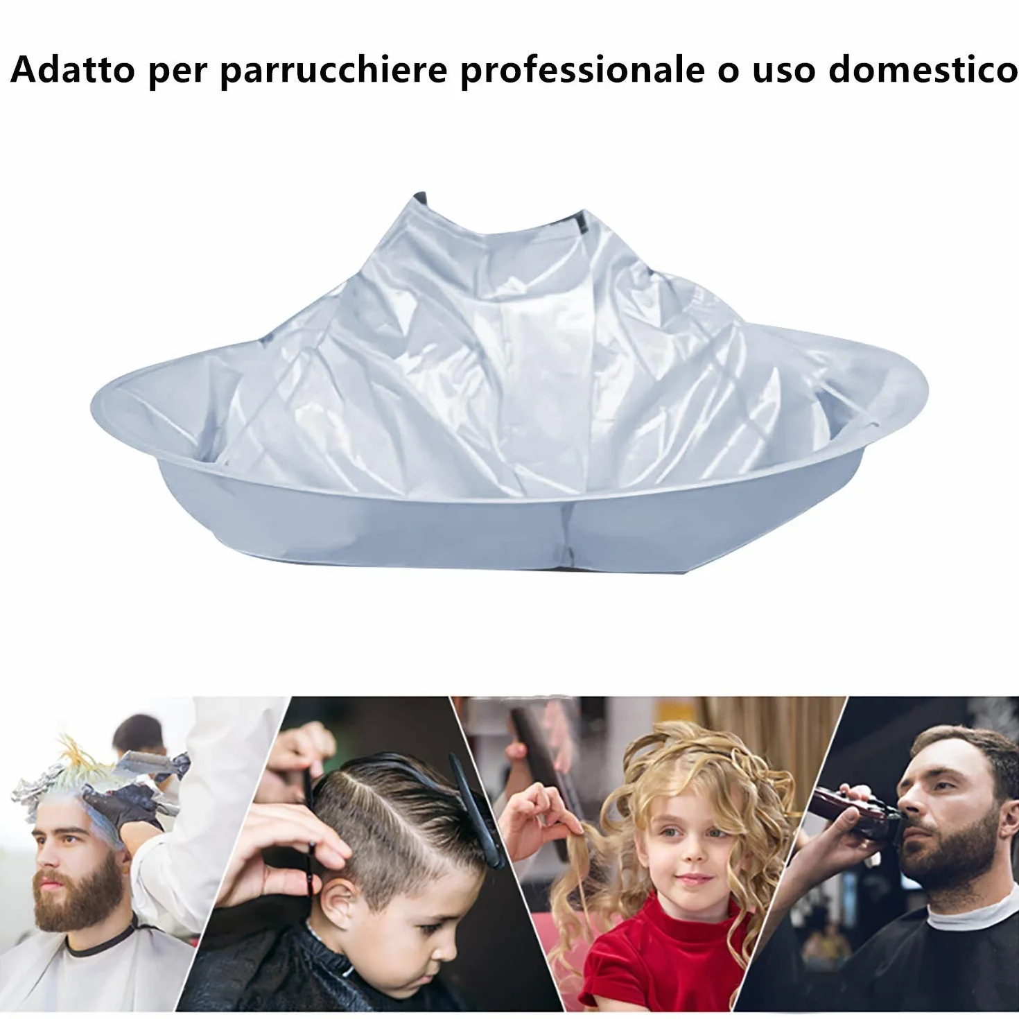 Voarge Mantellina Parrucchiere Tintura Taglio Capelli Traspirante Grigio Argento