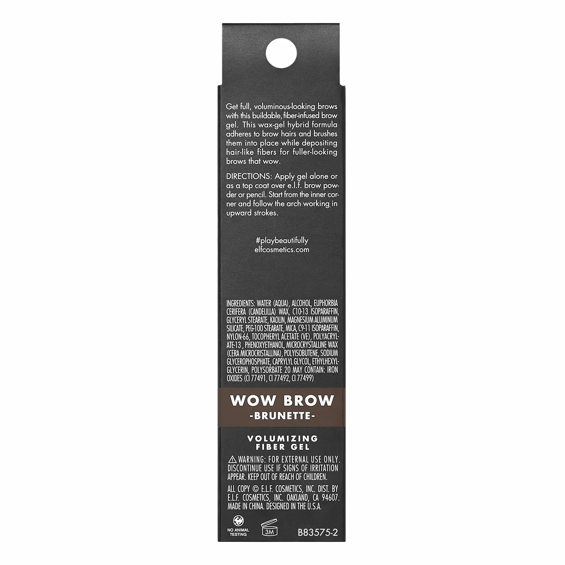 e.l.f. Wow Brow Gel, volumizzante, modulabile, ibrido cera-gel, crea sopracciglia piene e voluminose, fissa le sopracciglia, Brunette, infuso con fibre, 3,5 g