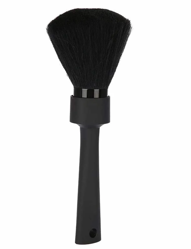 POFET Spazzola per spolverare collo e viso, spazzola morbida per la pulizia dei capelli, spazzola professionale per parrucchieri con manico lungo per barbiere salone di casa (nero)