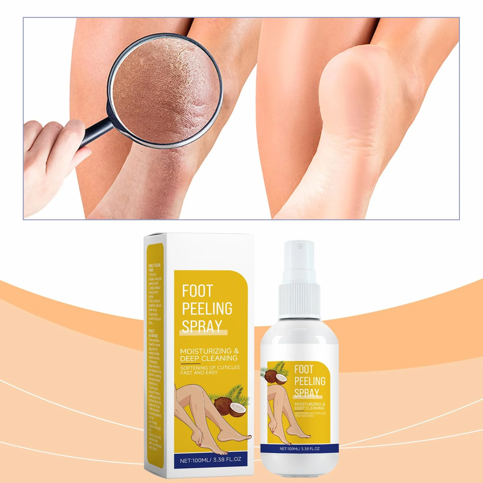 Spray Peeling per Calli e Idratante Nutriente Peel Off - Esfoliante Istantaneo per Piedi