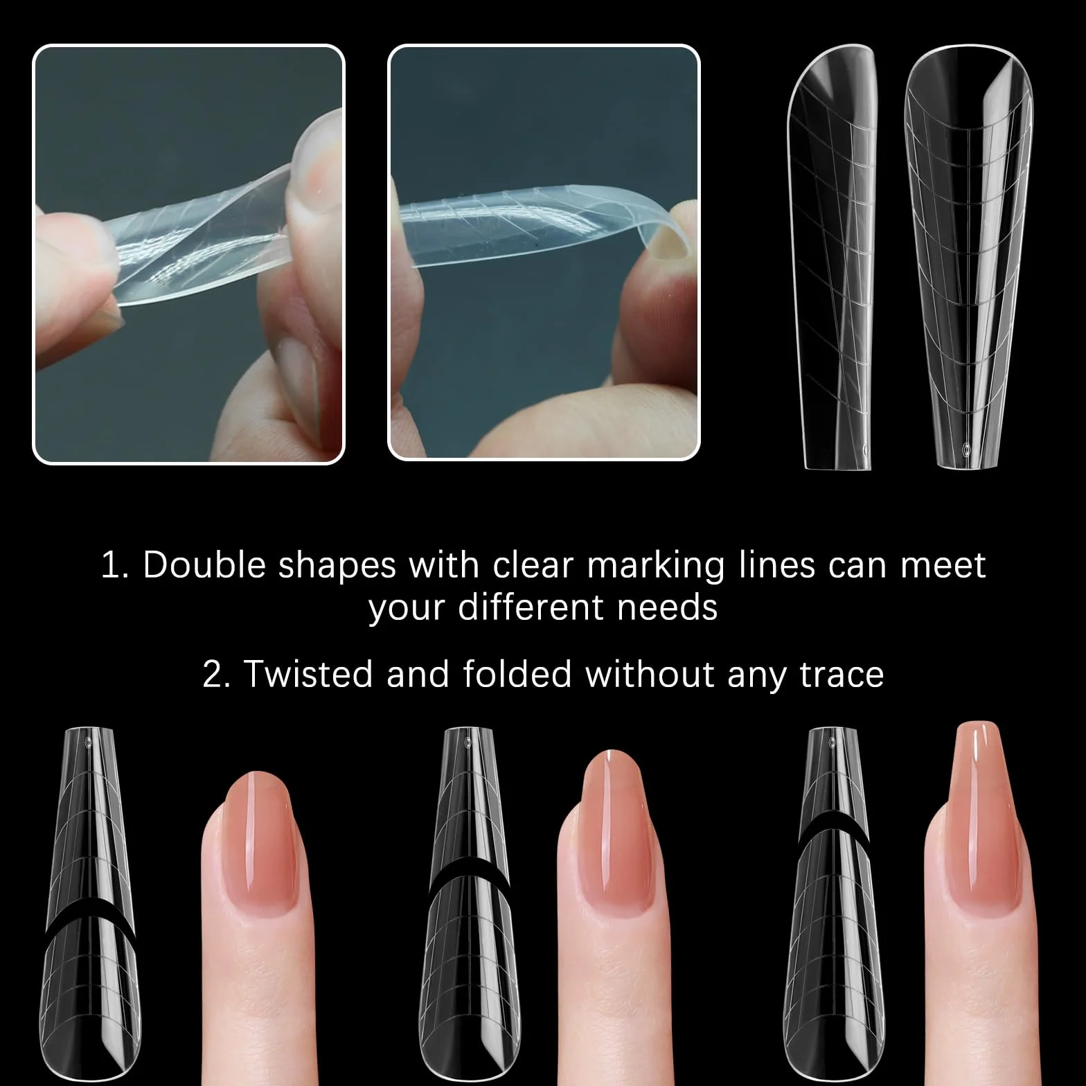 120 Pezzi Poli Estensione Gel Forme per unghie doppie con unghie a bara per la manicure in gel e per il fai da te nel salone di bellezza (set di forme per unghie doppie lunghe in Ferrari)