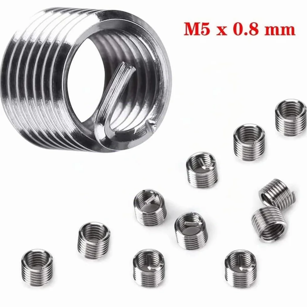 Kit riparazione filettatura M5 x 0,8 mm acciaio inox compatibile Helicoil Coil