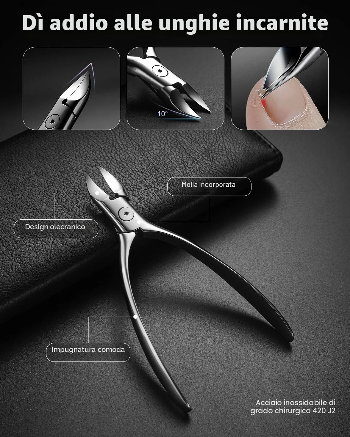 Kit per unghie incarnite 7 pezzi strumenti professionali pedicure lama del piede tagliaunghie affilate