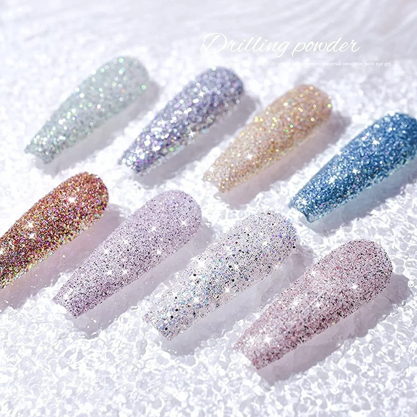 1 / 8pcs Glitter Nail Art Pigment Pigment Polvere, Nail Art Specchio Pigmento Polvere in Polvere Scintillio Giorno Rosa Branzini Chrome Chrome Powder (Color : 8Pcs)