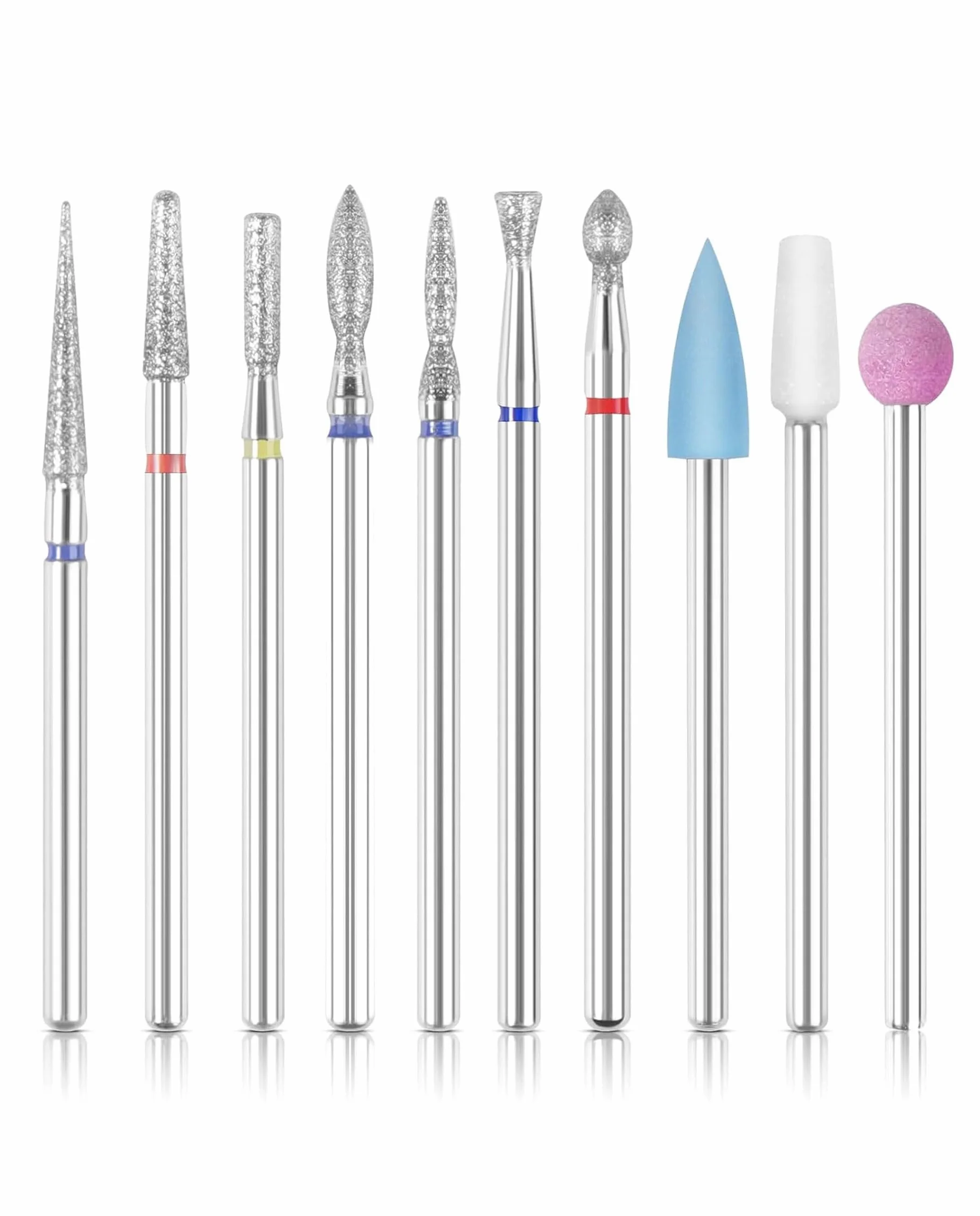 Punte Fresa Unghie, 10 Pezzi Punta Fresa Unghie Rimozione Gel Acrilico Cuticola, Punta Fresa in Carburo di Tungsteno per La Preparazione delle Unghie