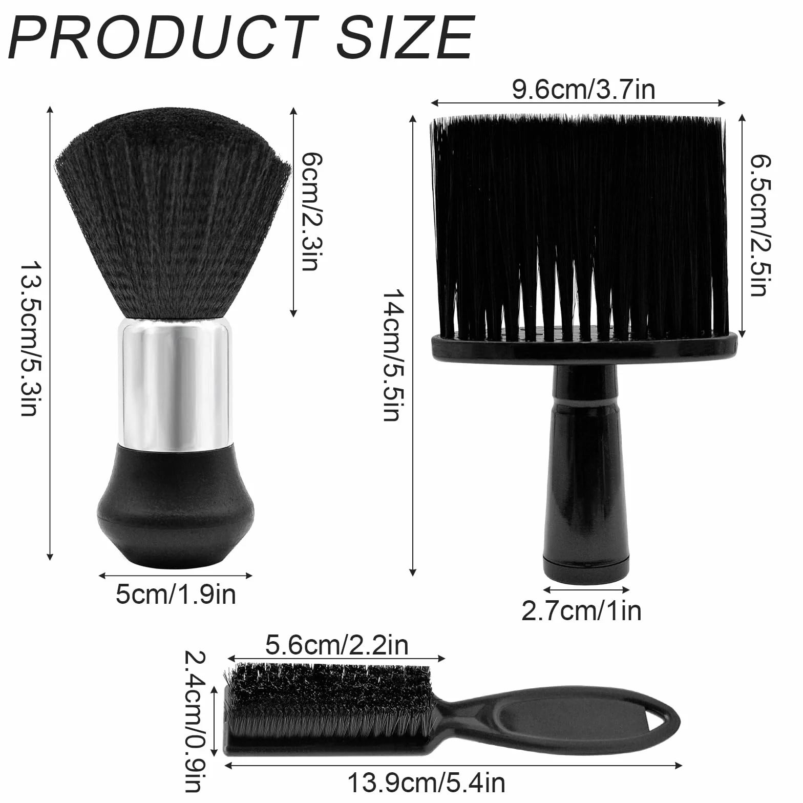 3 pennelli da parrucchiere, set di pennelli per il collo, per parrucchiere, per il collo, per capelli, per il barbiere, per la pulizia dei capelli, per la rimozione della polvere, colore nero