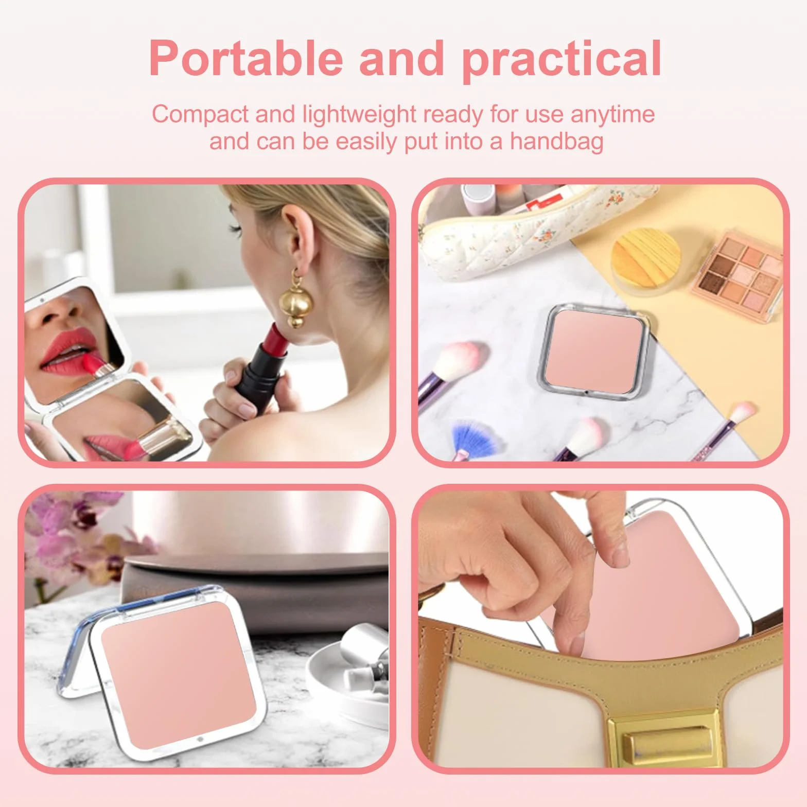 Specchio Ingranditore 30X Doppio Lato Portatile 8.5x8.5cm Pieghevole con Pinzette per Trucco