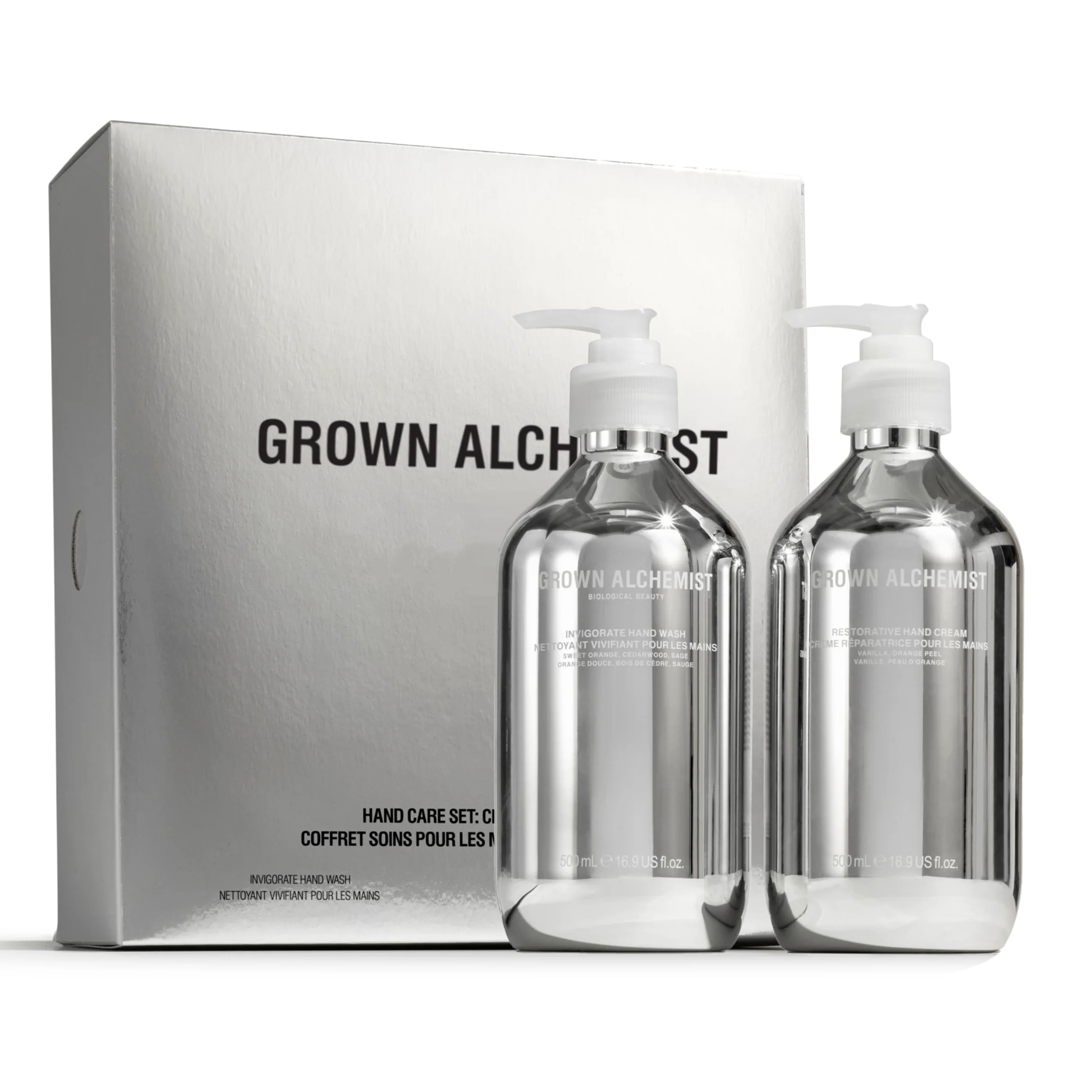 Grown Alchemist Set Cura Mani - Detergente Rivitalizzante e Crema Idratante, Vaniglia e Arancia – Naturale, Vegano, Formula Non Ungentuosa, Nutrimento per Mani Secche - Cofanetti Regalo Donna, Natale