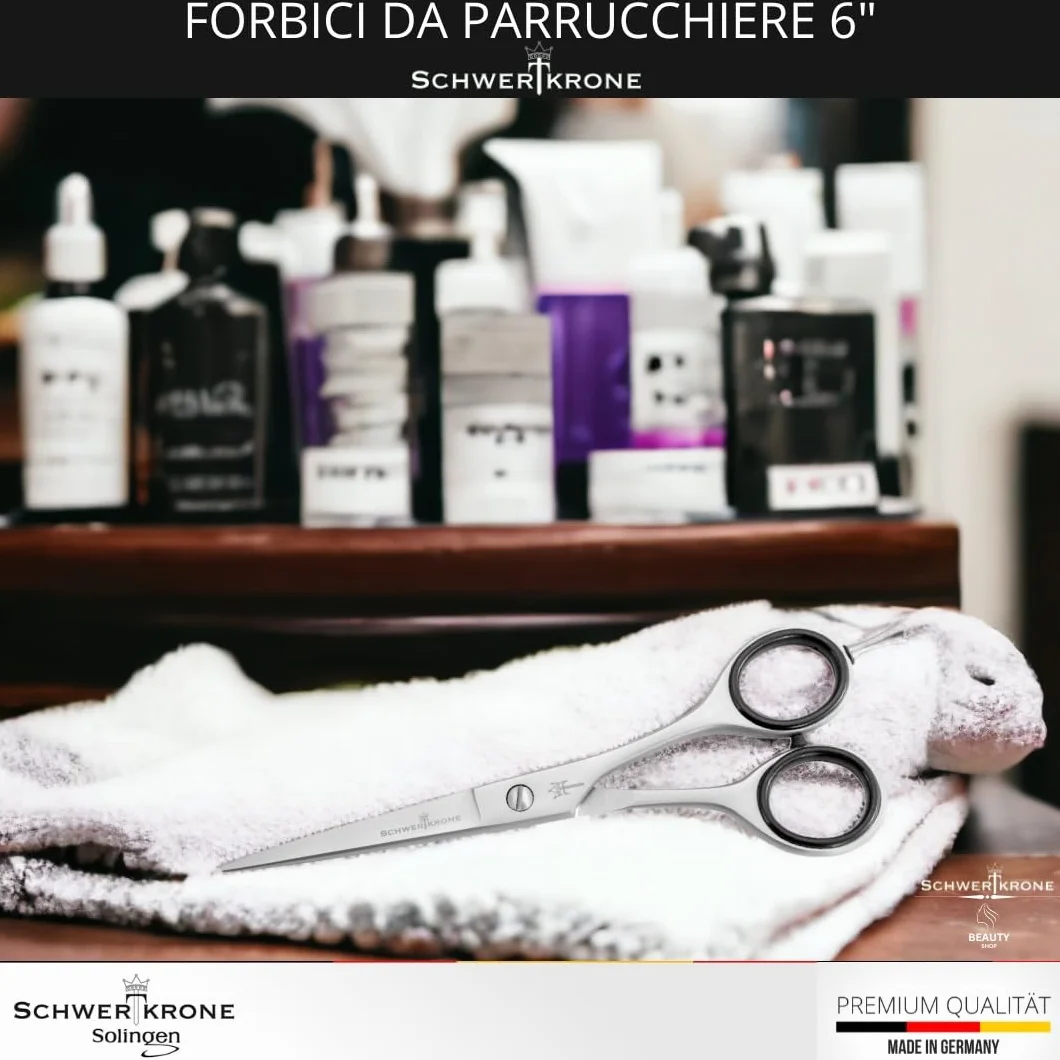 SCHWERTKRONE Forbici da Parrucchiere Micro-Dentatura Taglio Preciso Capelli Barba
