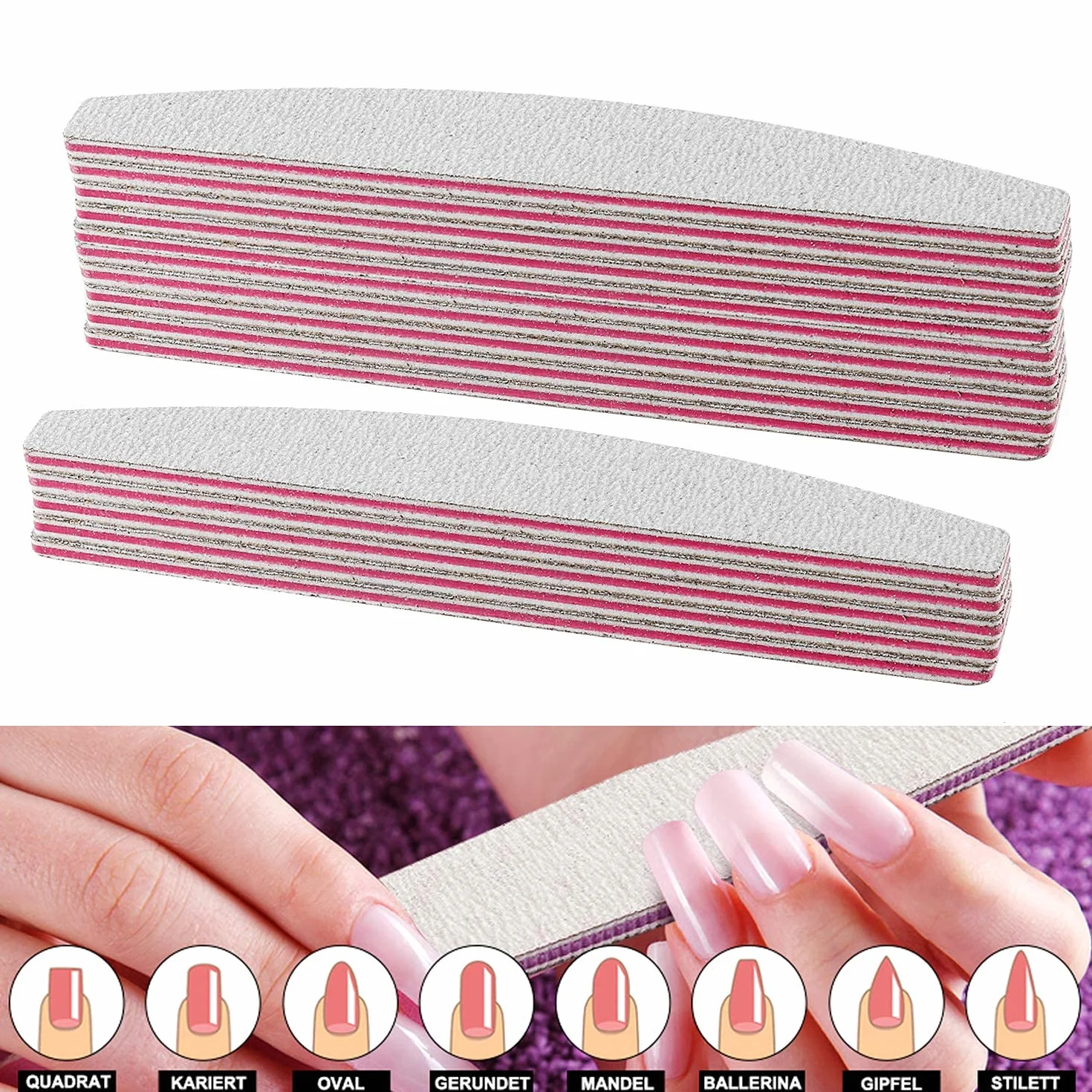 50 Pezzi Lime per Unghie 100/180 Professional, Lima Unghie Lavabile,Doppia Faccia Lima Unghie per Manicure E Unghie in Gel,Forma di Trapezio