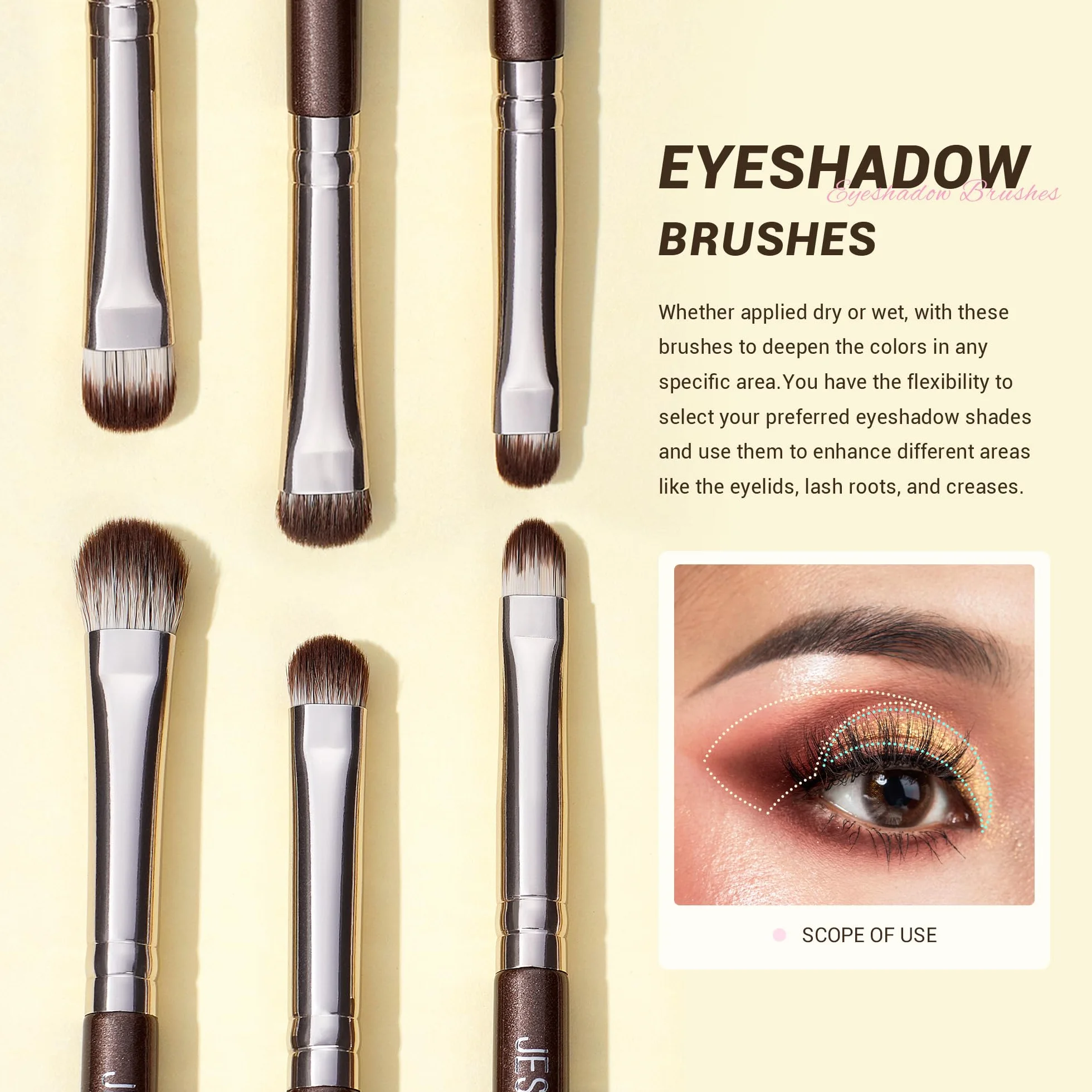 Jessup pennelli occhi pennelli trucco occhi pennelli make up occhi Professional 15 pz Pennello ombretto Sopracciglia correttore Eyeliner sfumare sintetici premium marrone T499