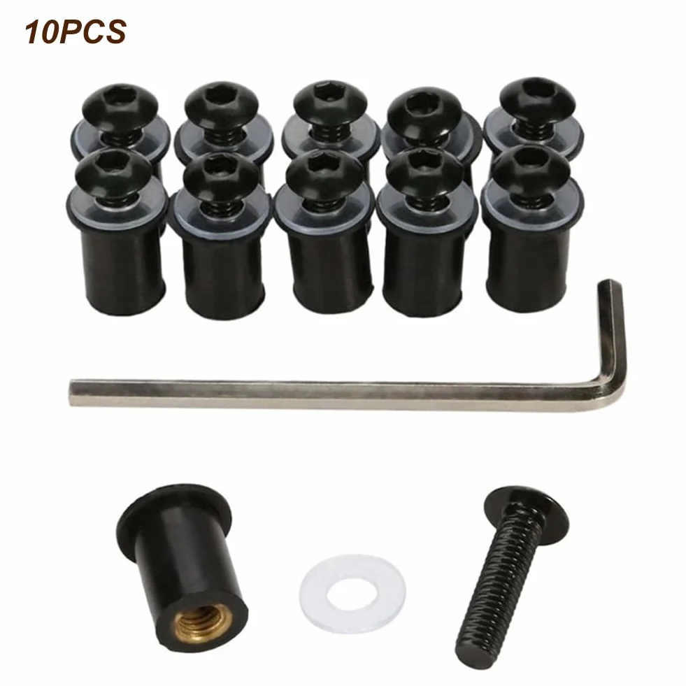 Parabrezza Vite Bulloni Kit Universale M5x16mm Moto 10 Pezzi Nero