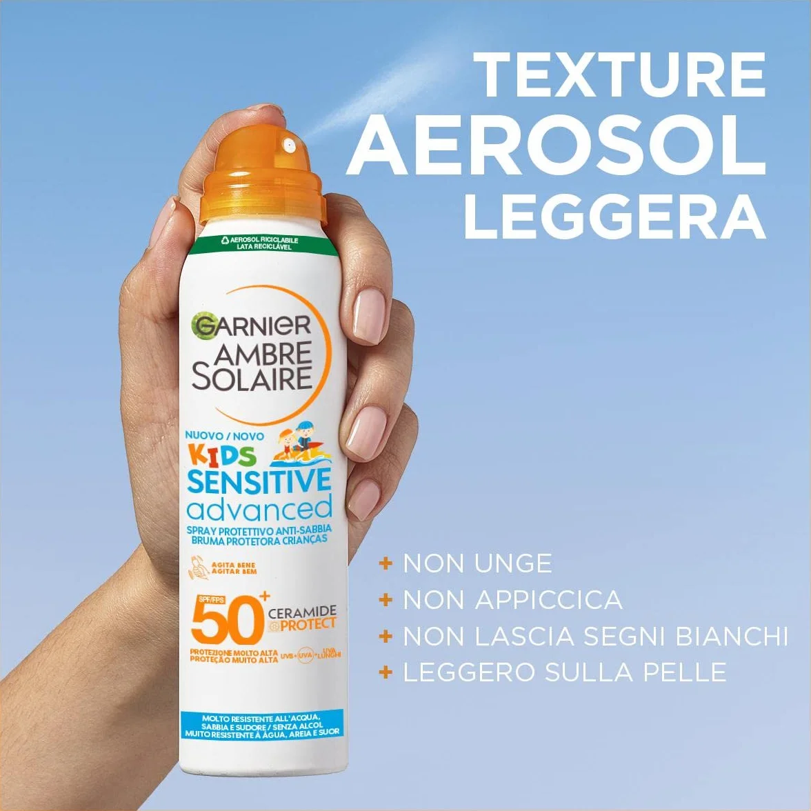 Garnier Ambre Solaire Advanced Sensitive Kids Ceramide Protect Spray Aerosol SPF50+ 150 ml