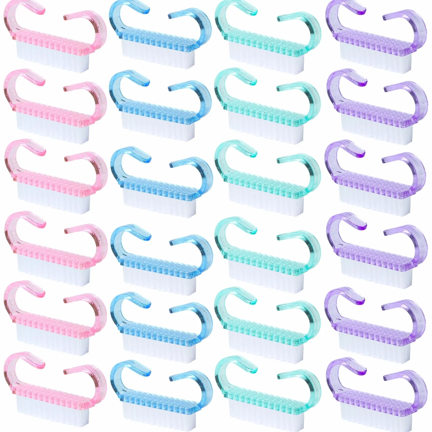 24 Pezzi Spazzolino Unghie,Pennello per Unghie,Pennello con Manico in Plastica Strumento di Pulizia per Nail Art, Spazzola per la Pulizia delle Mani, Pulizia e Lavaggio Quotidiano