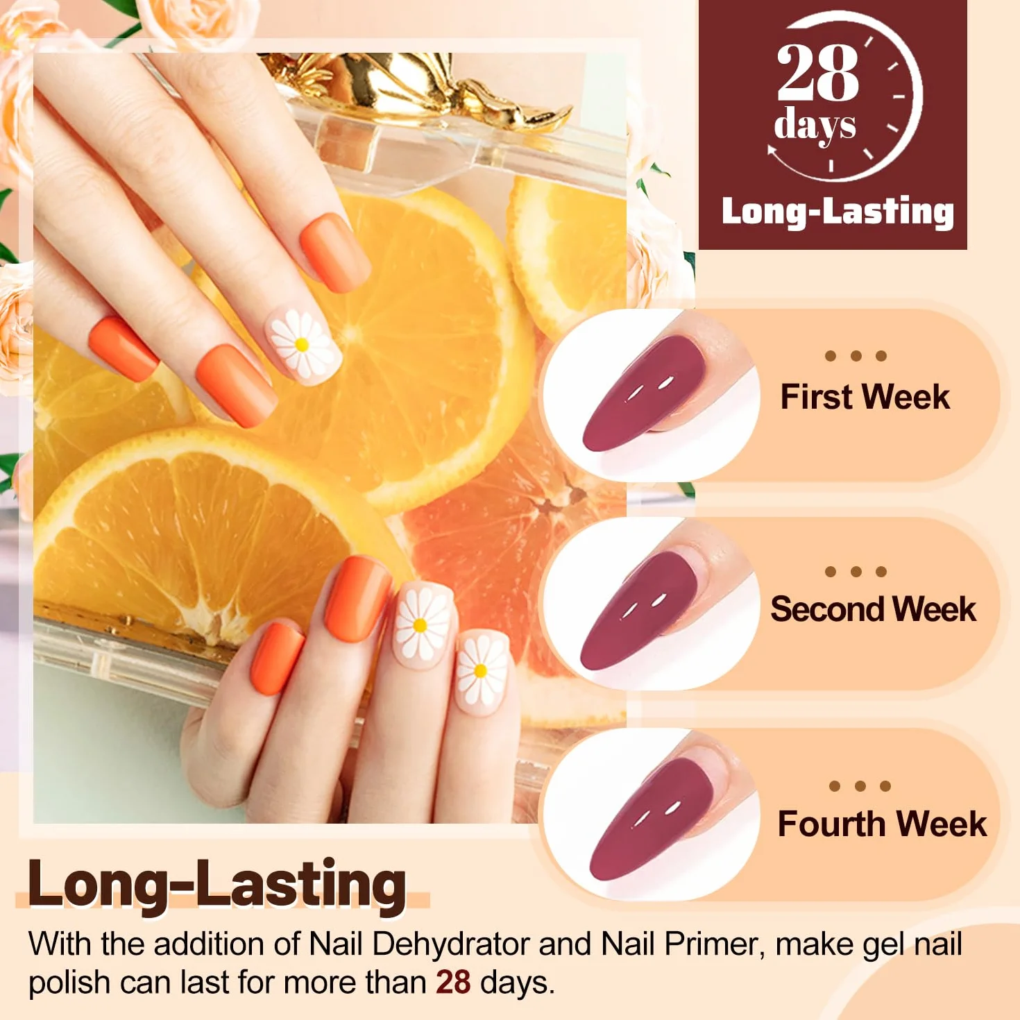 JODSONE Base e Top Coat Semipermanente 15ML x 4, Disidratatore Primer per Unghie, Asciugatura Rapida Durevole