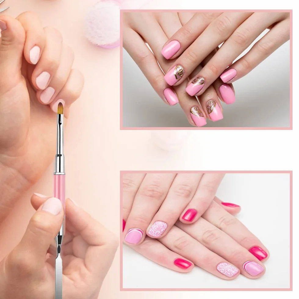 Dual-ended Nail Art Penna, Pennello Gel Unghie Ricostruzione, 2 in 1 Nail Art Brush Dual Ended, Unghie Dual End Pennello in Gel, Strumento Per Manicure Fai Da Te