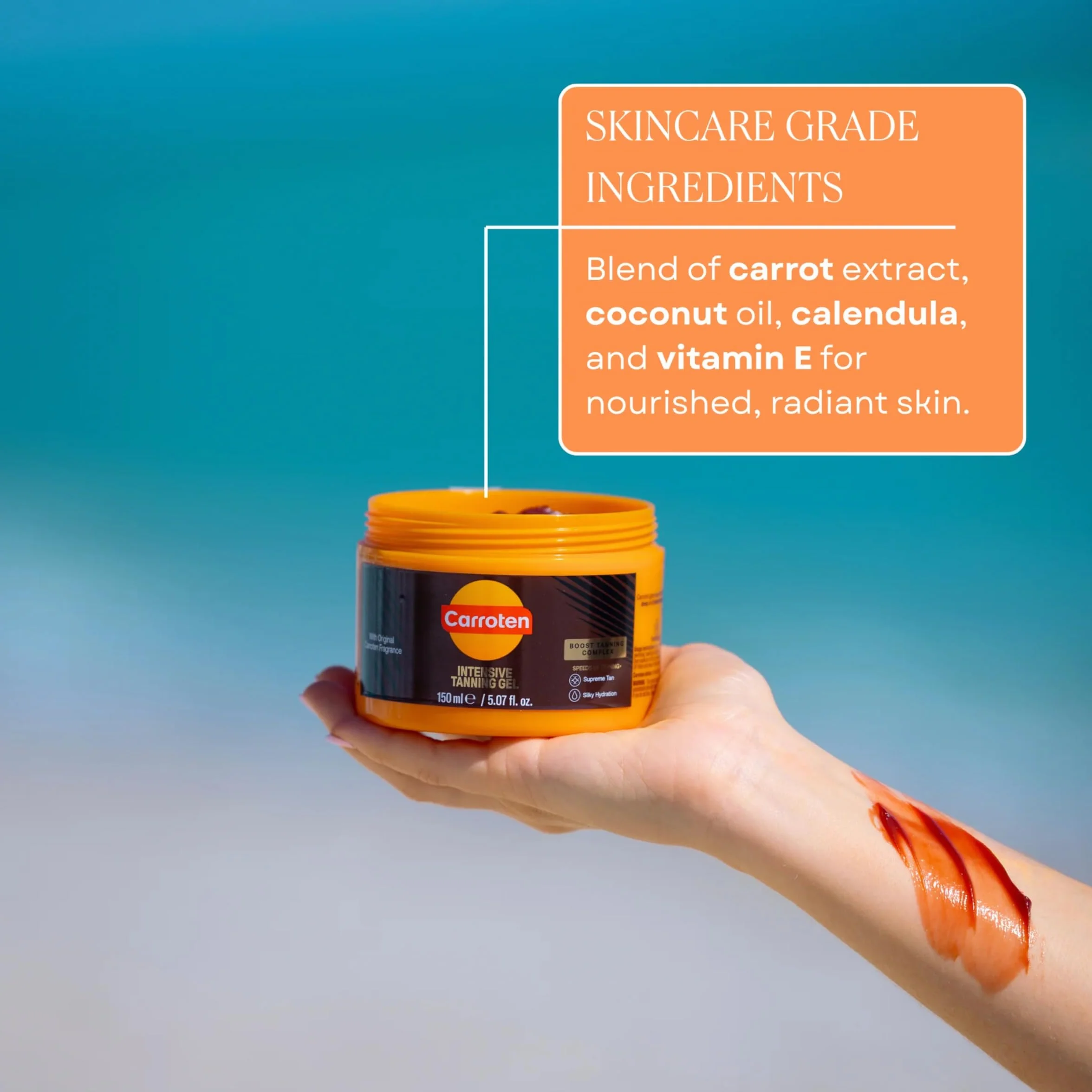 Carroten Intensive Tanning Gel 150 ml Acceleratore abbronzatura con olio di cocco vitamine A E
