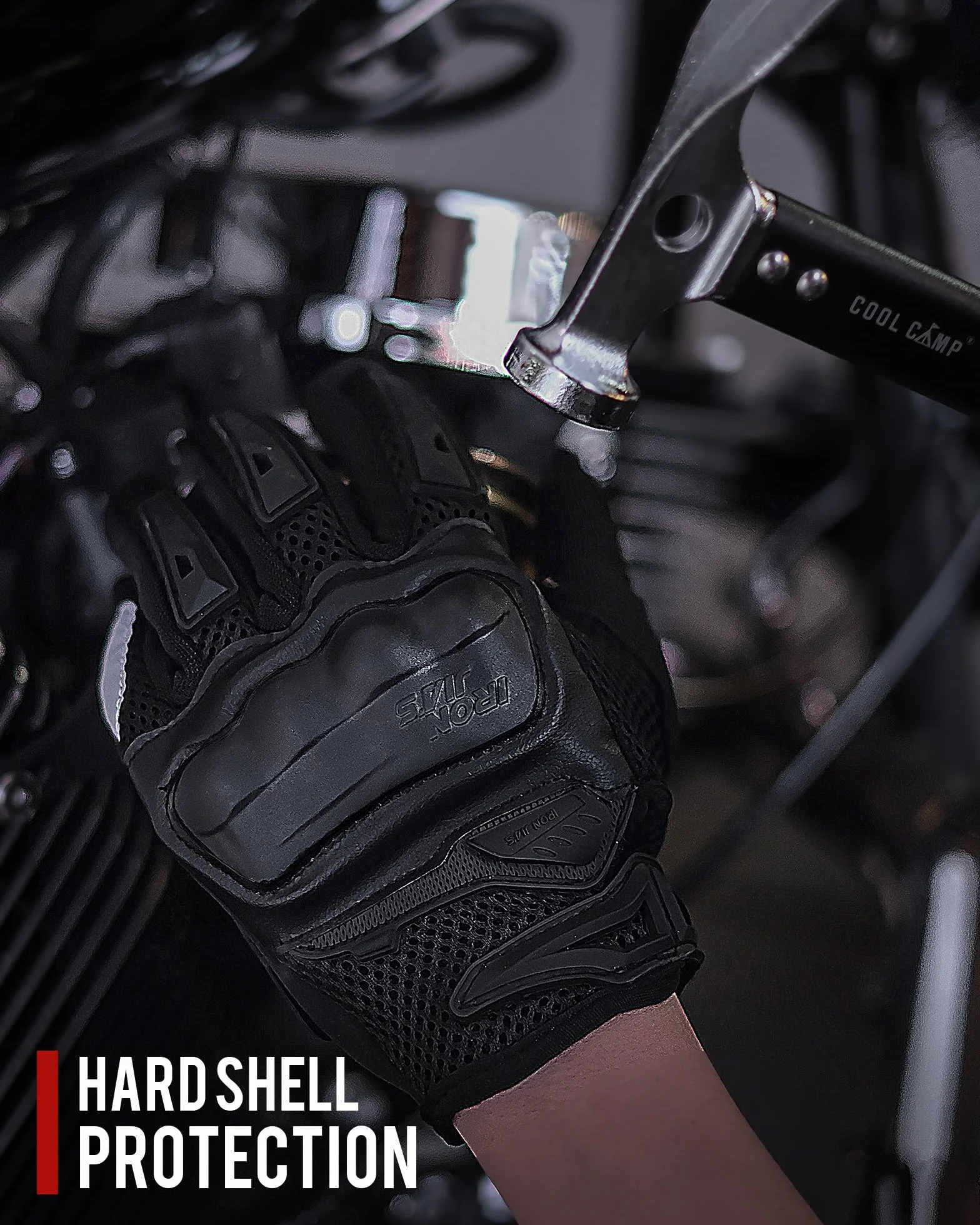 Guanti Moto Uomo Estivi Touch Screen Leggero Impermeabile Traspiranti Protezione Guscio Duro Resistente Usura Nero