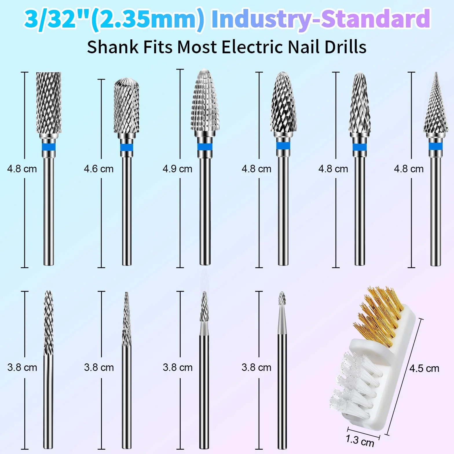 Punte Fresa Unghie in Acciaio Inossidabile 3/32 Pollici per Nail Artist Gel Acriliche