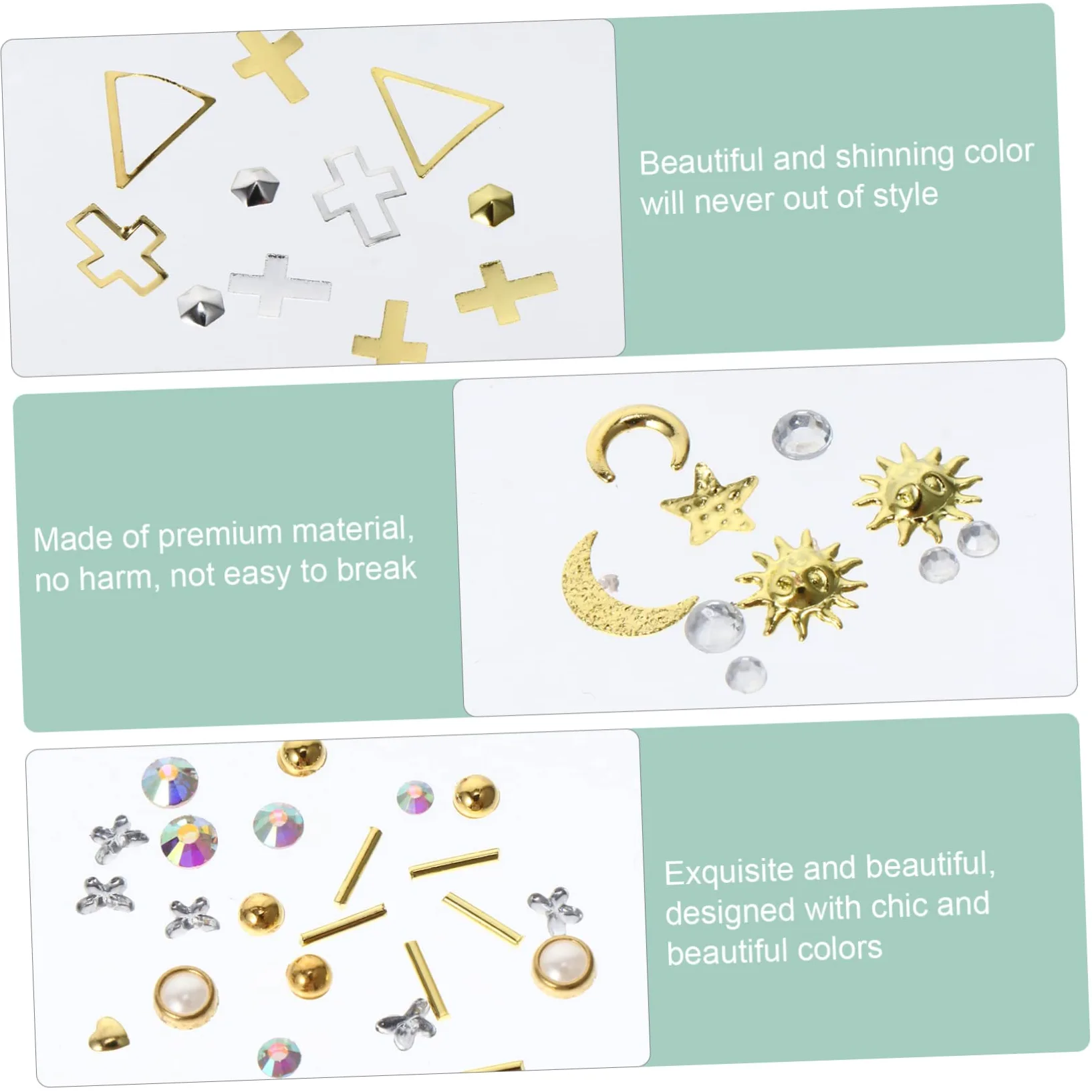 3 Set Decorazioni Per Unghie Dorati Ciondoli Per Nail Art Te Accessori Manicure Eleganti E Facili Applicare Per Principianti E Professionisti 9 Scatole*3