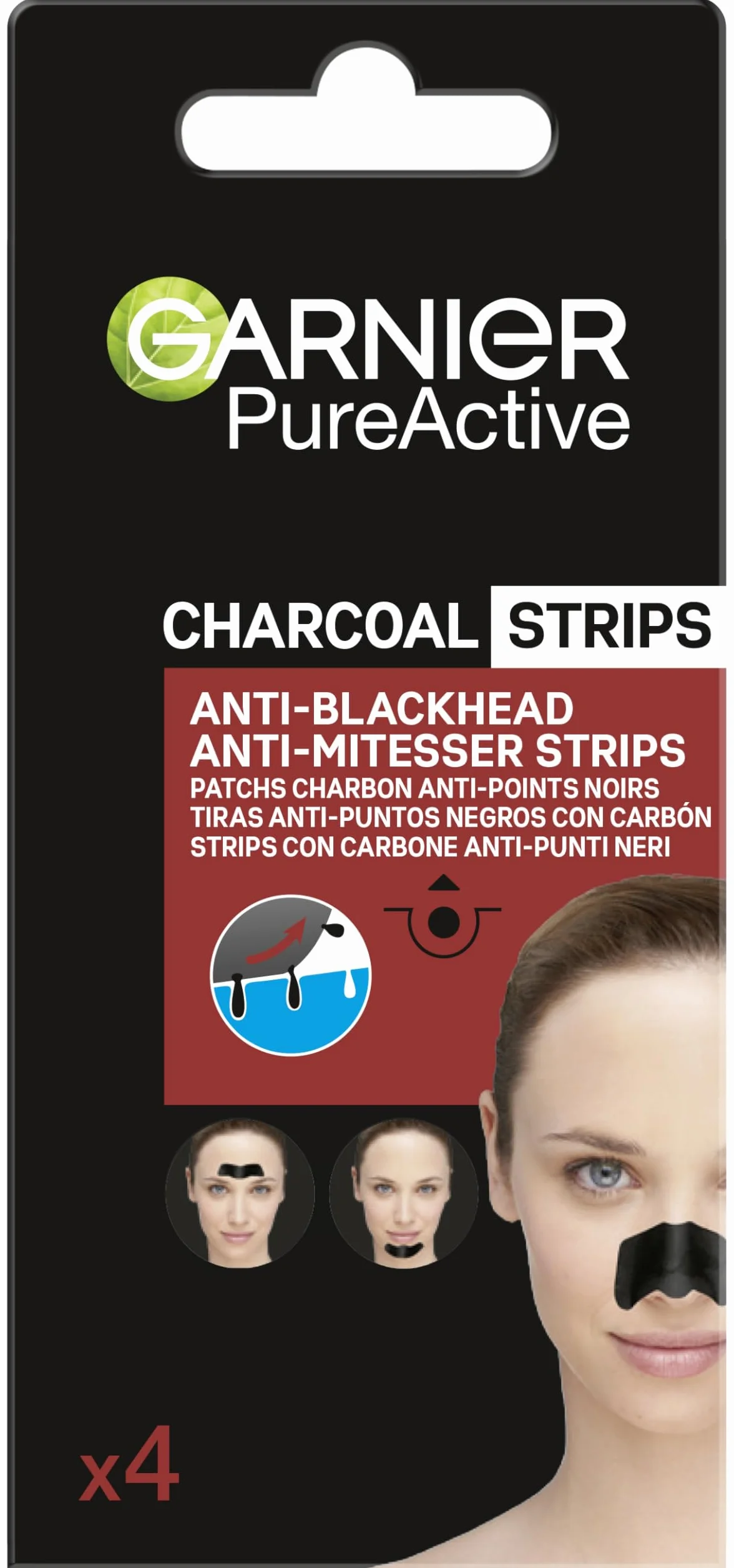 Garnier Viso Pure Active Charcoal Contro Punti Neri, 4 Strisce