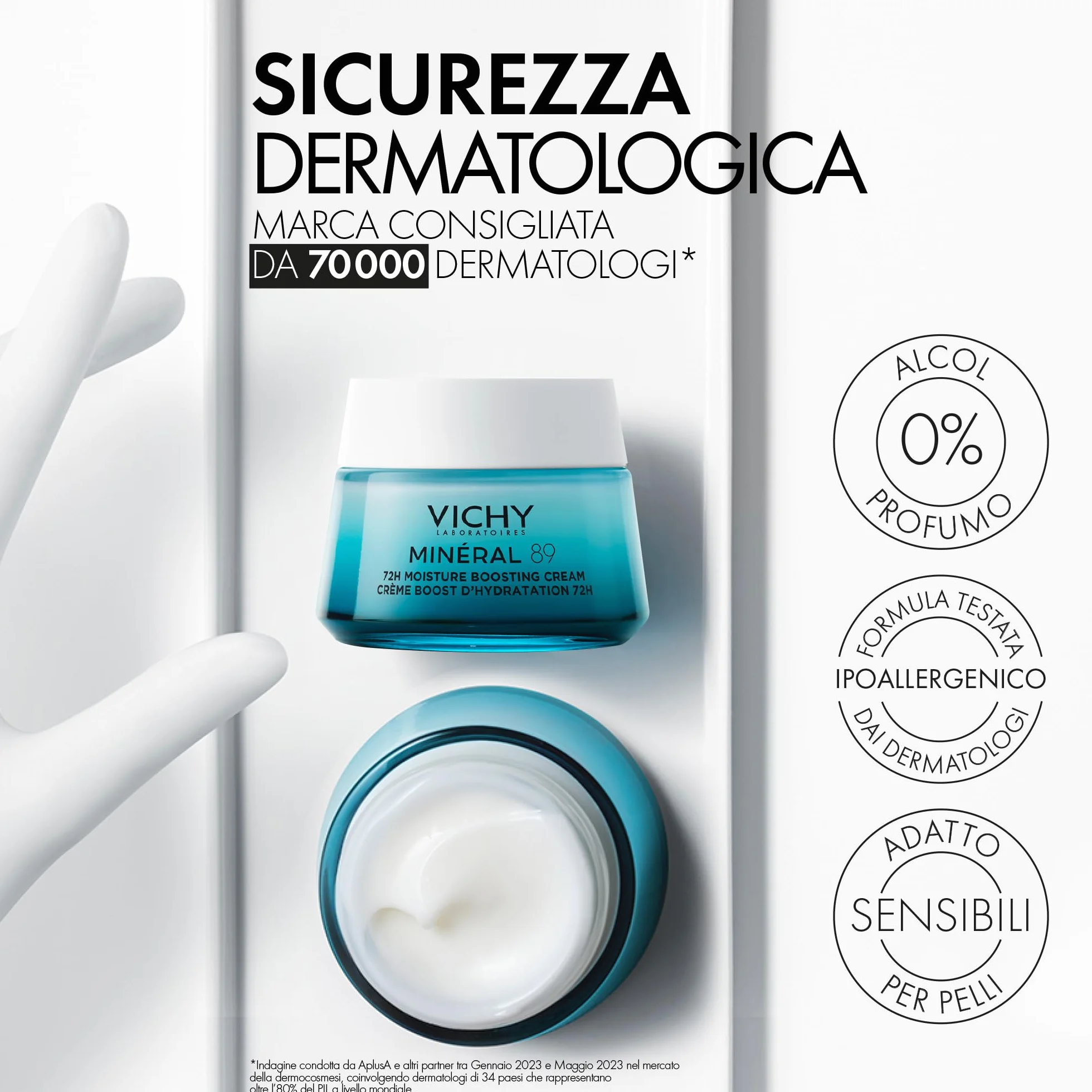 Crema Leggera Idratante Mineral 89 50ml con Acido Ialuronico e Squalene per Pelle Luminosa e Levigata fino a 72 Ore