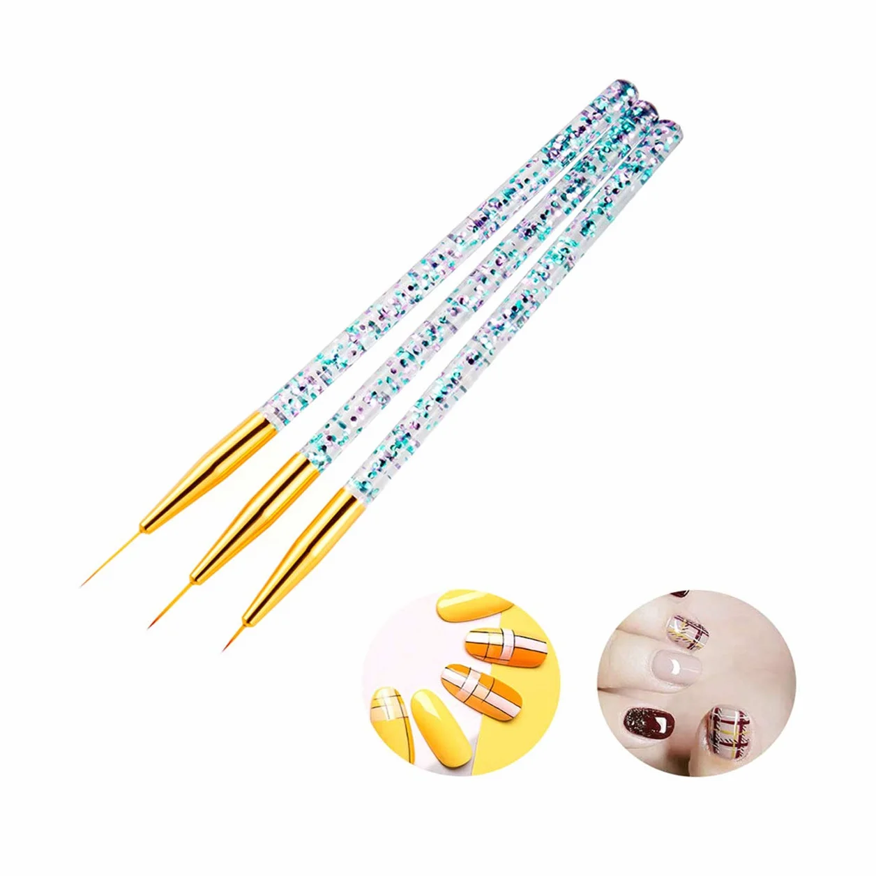 Set di 2 pennelli per unghie ombre e 3 pennelli per unghie in gel UV, sfumati, per nail art…