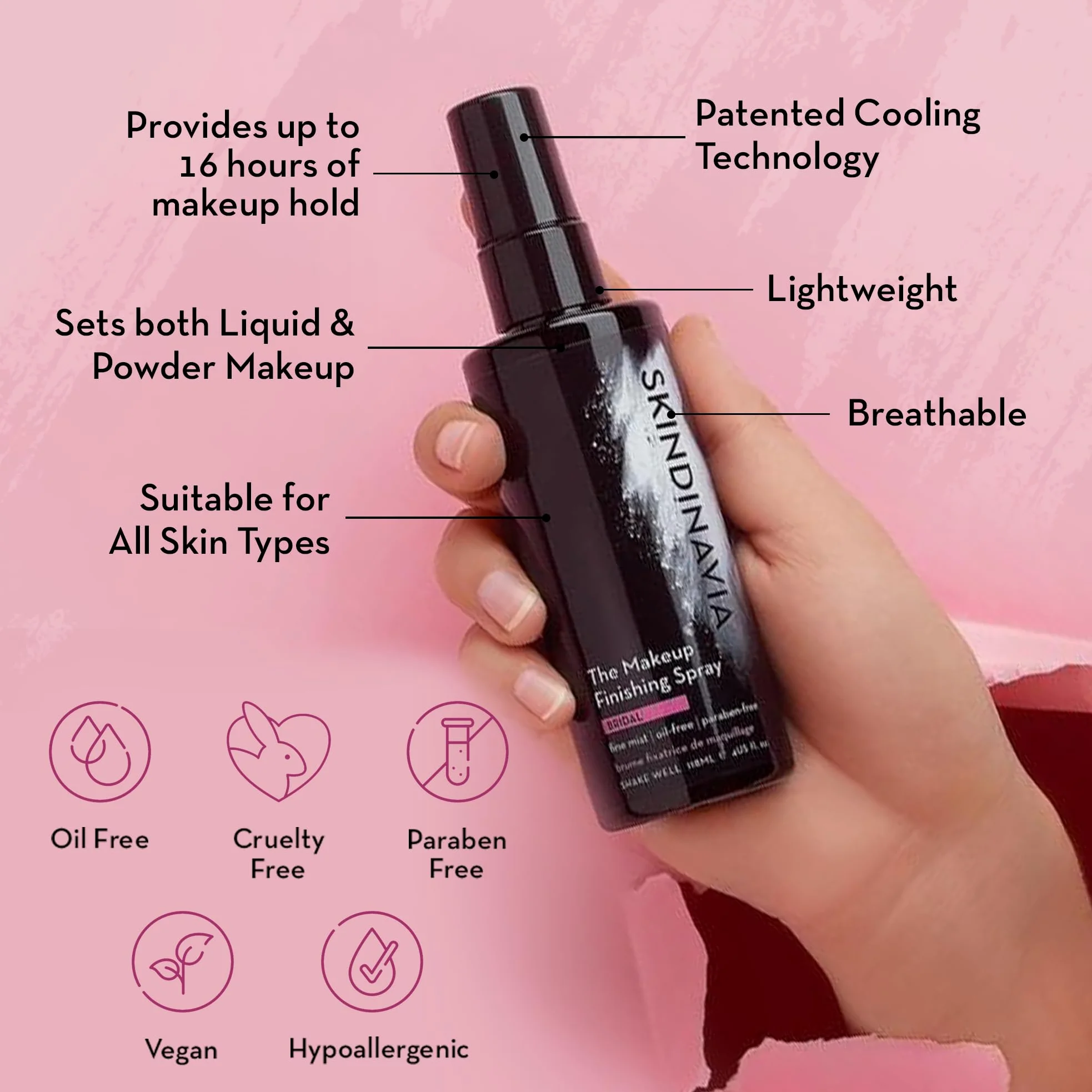 SKINDINAVIA - Skindinavia The Makeup Finishing Spray, Spray fissante per spose, controllo della temperatura per l'uso tutto il giorno,