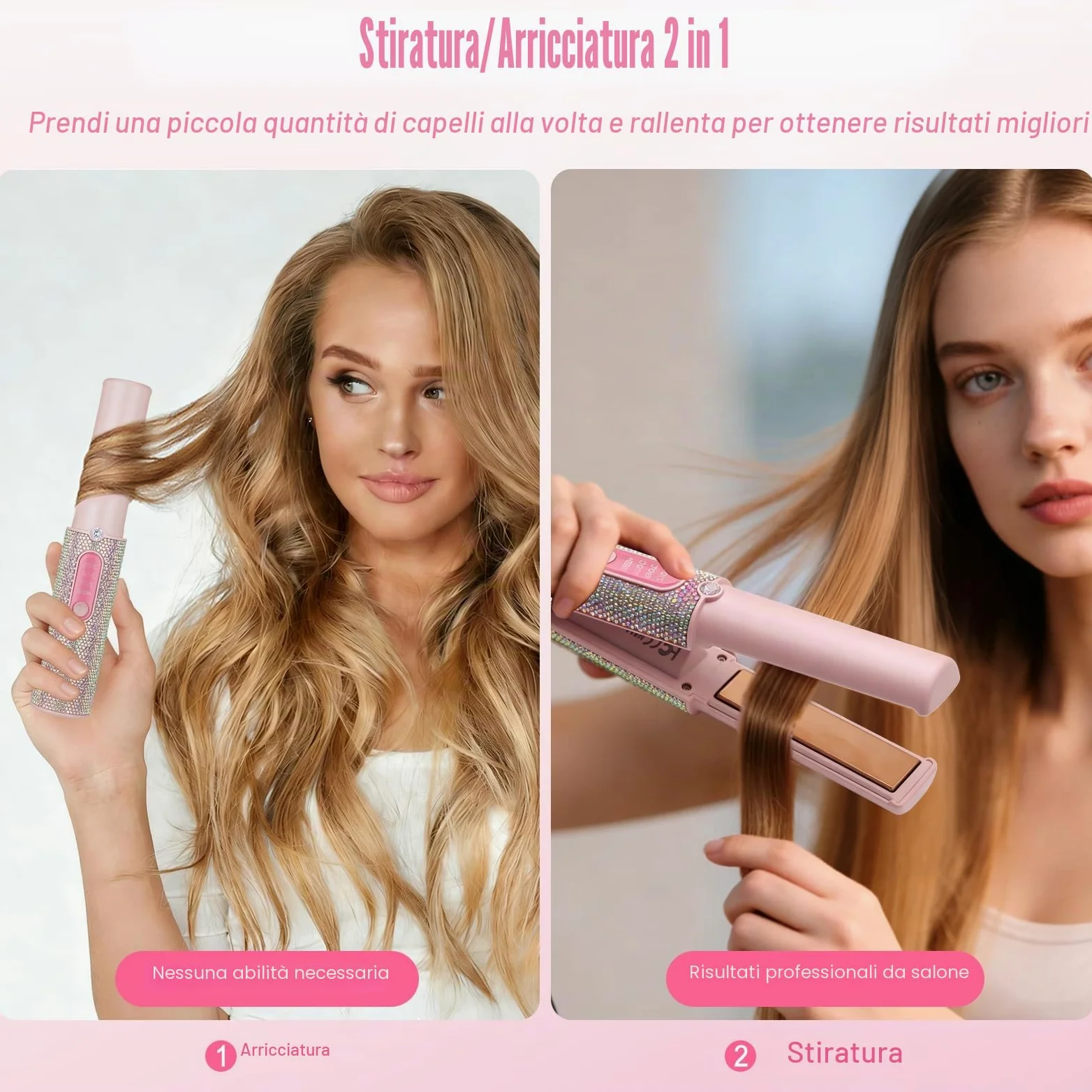 Piastra Capelli Senza Fili 5000mAh, Mini Piastra per Capelli 2 in 1, Piastra Portatile Senza Fili in Titanio, Piastra da Viaggio per Capelli, 3 Temp 2S HEAT Rapido MAX 410℉ Con Spegnimento Automatico