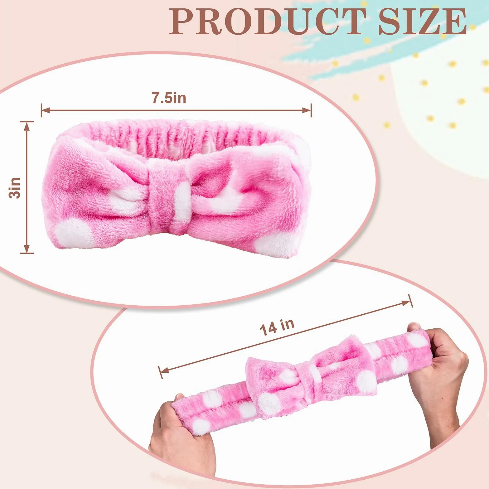 9 fasce per capelli per trucco, spa, fasce per capelli con fiocco, per lavare il viso, trucco, doccia, spa, in microfibra, regalo per ragazze e donne