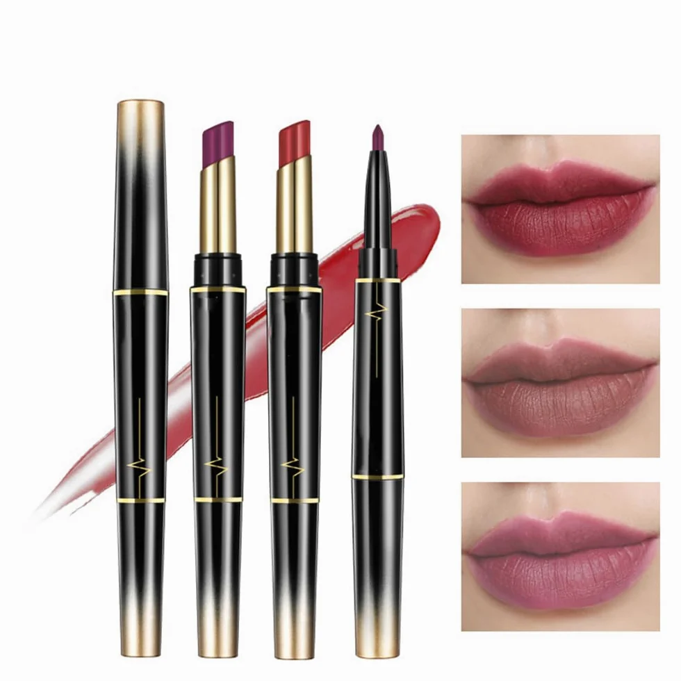 16 colori rossetto a lunga tenuta matita labbra combo, matita labbra e rossetto,set matita labbra e rossetto Dual Heads, rossetto a lunga tenuta matita labbra opaca impermeabile (16pcs / 1set)
