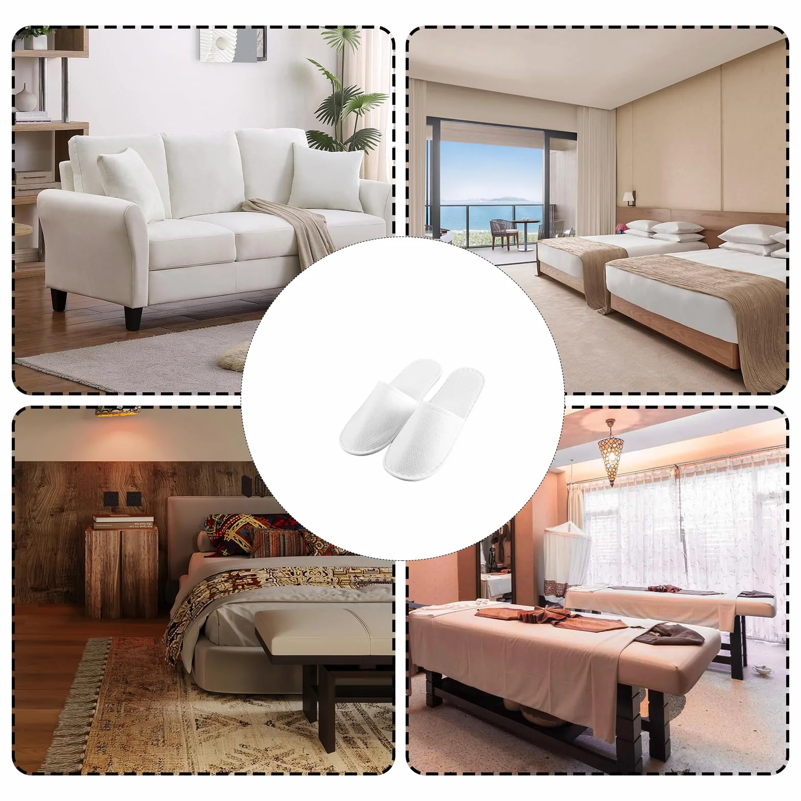 Set di 20 paia di pantofole in spugna bianca Per hotel, spa e ospiti Taglia universale 28x11 cm