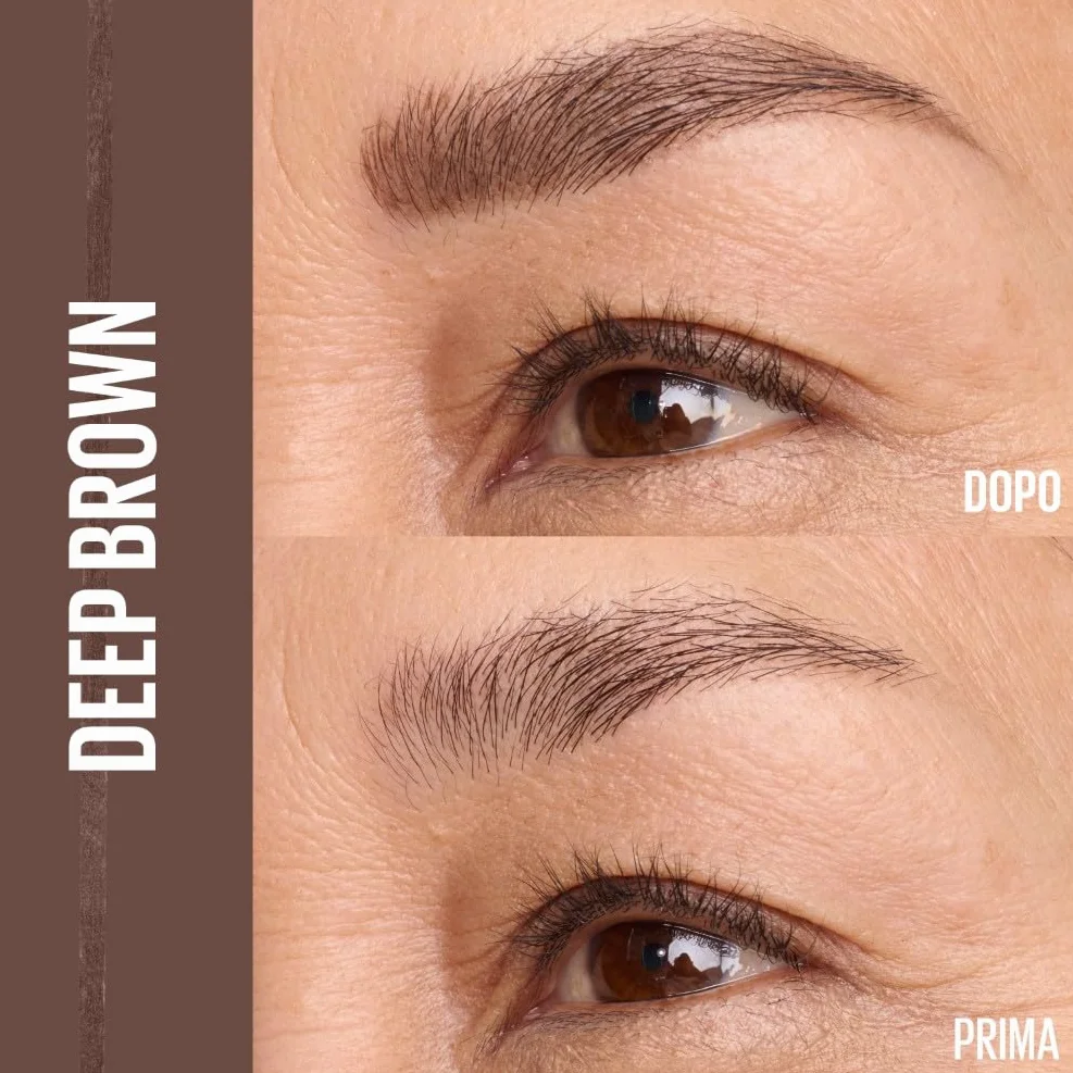 Maybelline New York Matita per Sopracciglia, Sopracciglia Definite, Formula Che Non Si Sfalda, Con Punta di Precisione e Pettinino, Brow Ultra Slim, Tonalità Deep Brown, 7,2 g