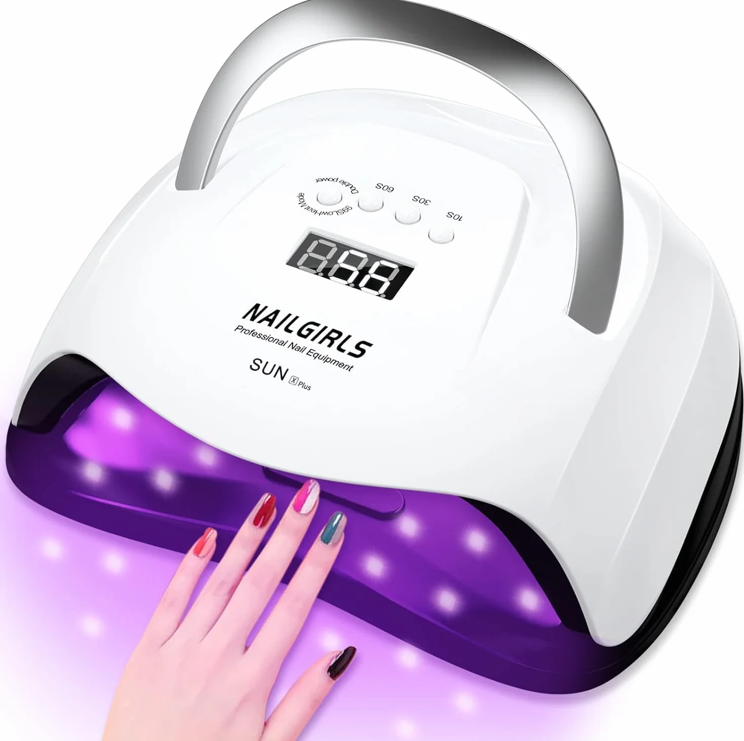 NAILGIRLS Lampada UV per Unghie 268W Portatile Asciuga Smalto LED 4 Modalità Timer Display LCD