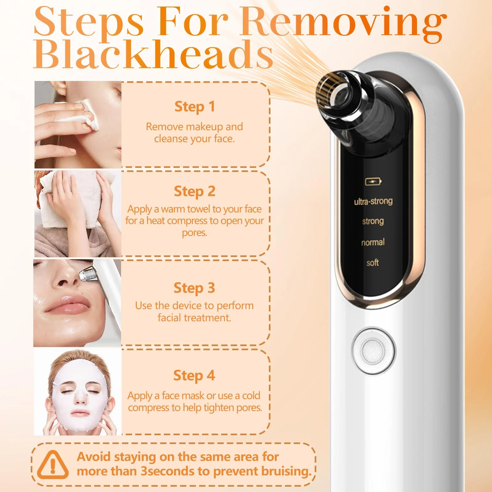 Aspiratore Punti Neri Professionale Elettrico, Rimozione Comedoni con 4 Testine e 4 Modalità, Blackhead Remover Vacuum