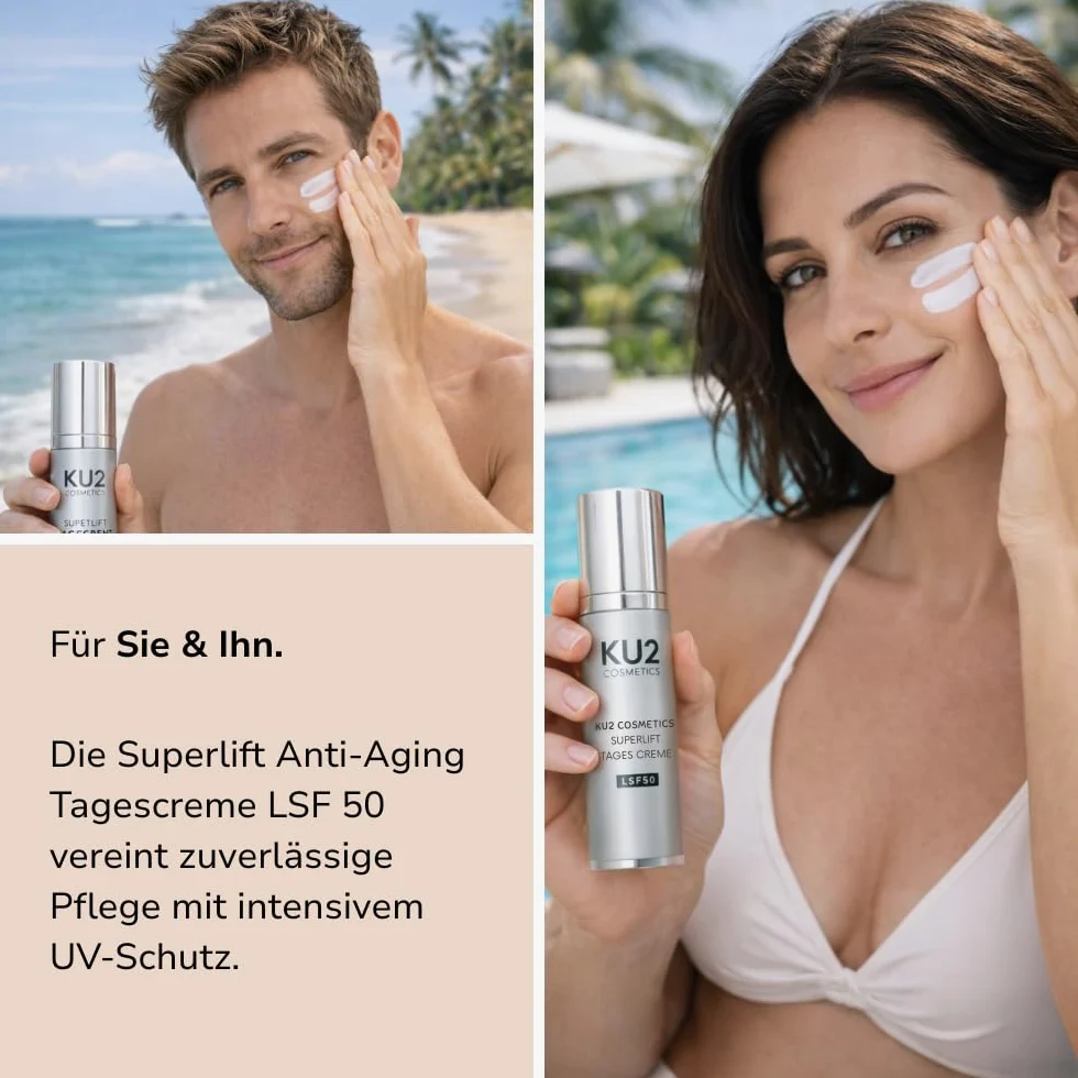 KU2 Cosmetics Superlift Crema Giorno Anti Aging SPF 50, 50 ml | Multi acido ialuronico, vitamina E, crema idratante, protezione UV